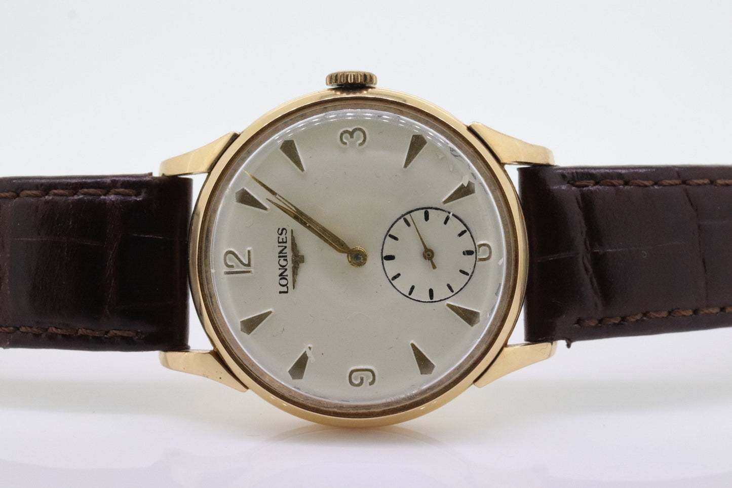 18K LONGINES Watch. Longines 18k Rose Gold Manual Watch. 30 Caliber 35mm ROUND Case