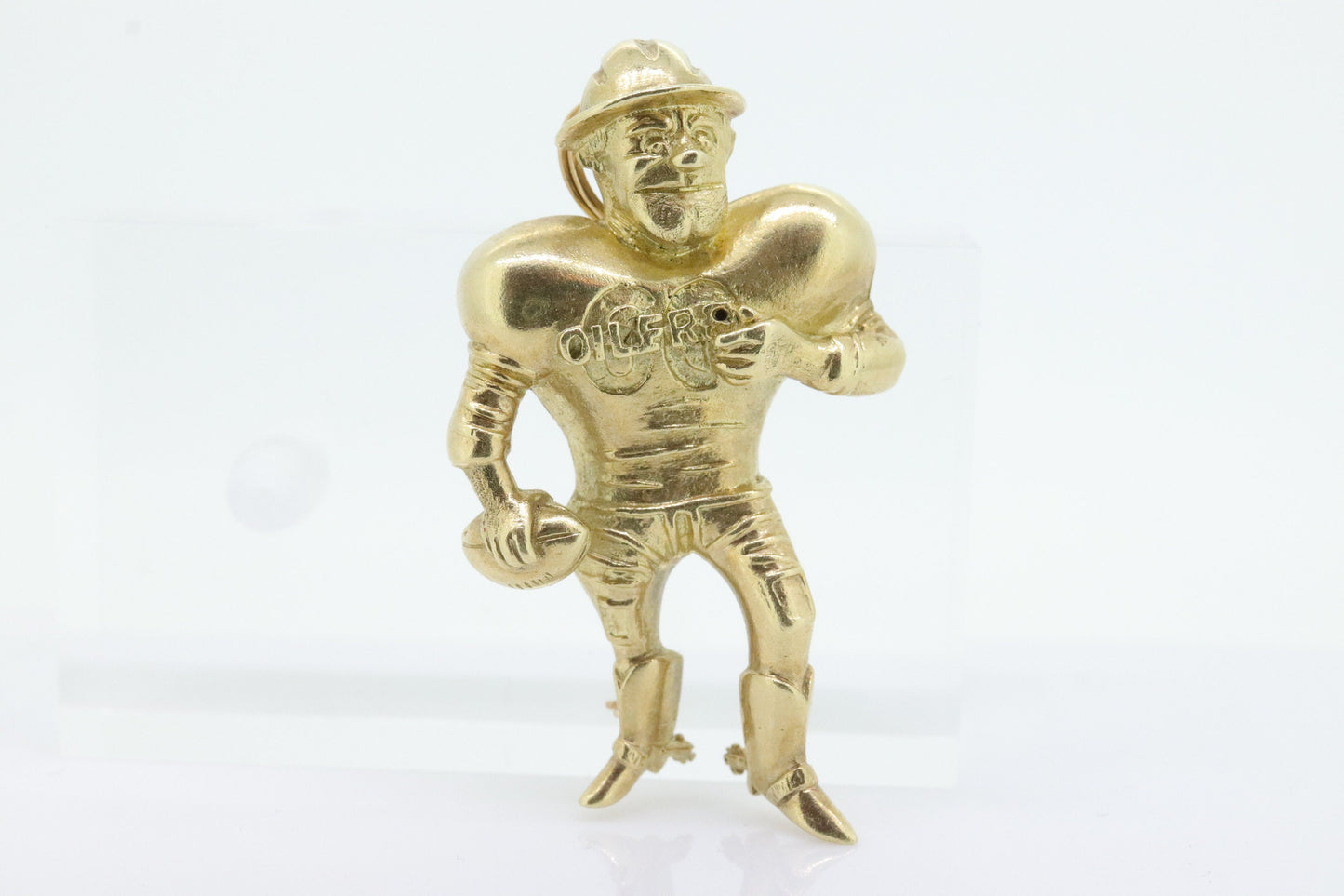 14k Houston Oilers Roughneck Football Pendant / Brooch. Larry Onesti Jewelry. American Football League AFL 1960s team.
