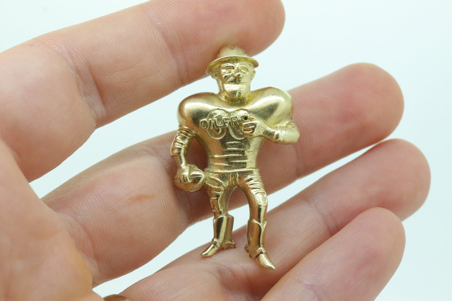 14k Houston Oilers Roughneck Football Pendant / Brooch. Larry Onesti Jewelry. American Football League AFL 1960s team.