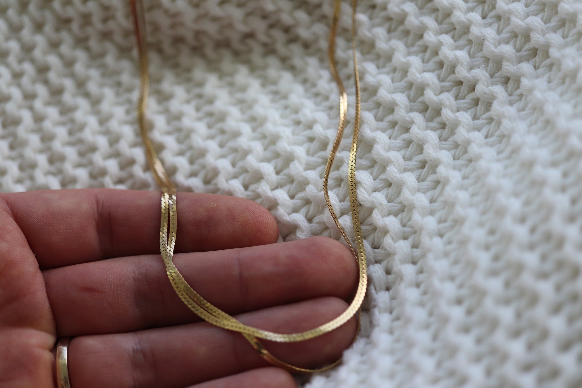 14k Herringbone Chain Necklace. 14k Yellow Gold Herringbone Long Chain. 2mm 30in 5.9gram st(41)