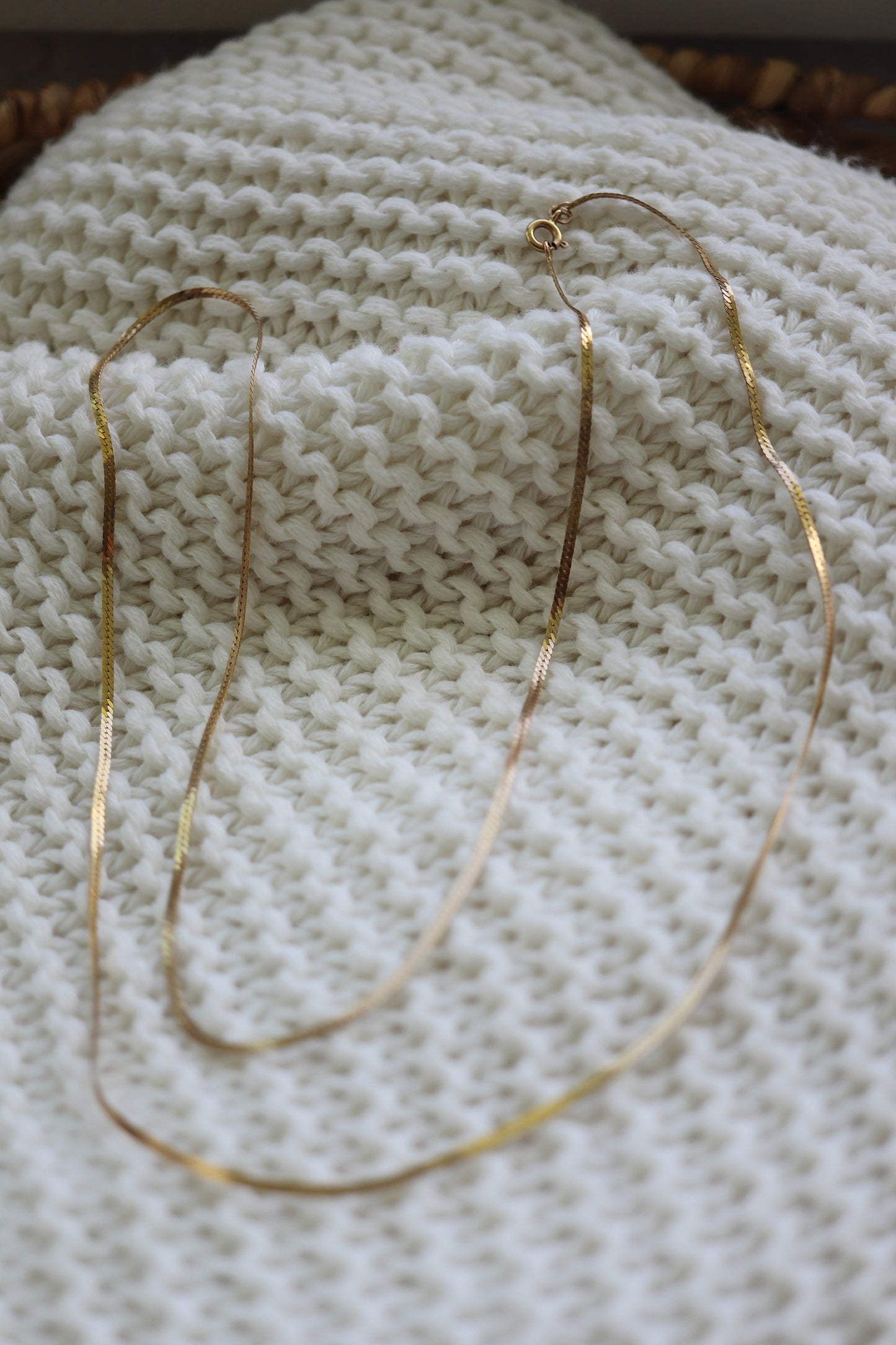 14k Herringbone Chain Necklace. 14k Yellow Gold Herringbone Long Chain. 2mm 30in 5.9gram st(41)