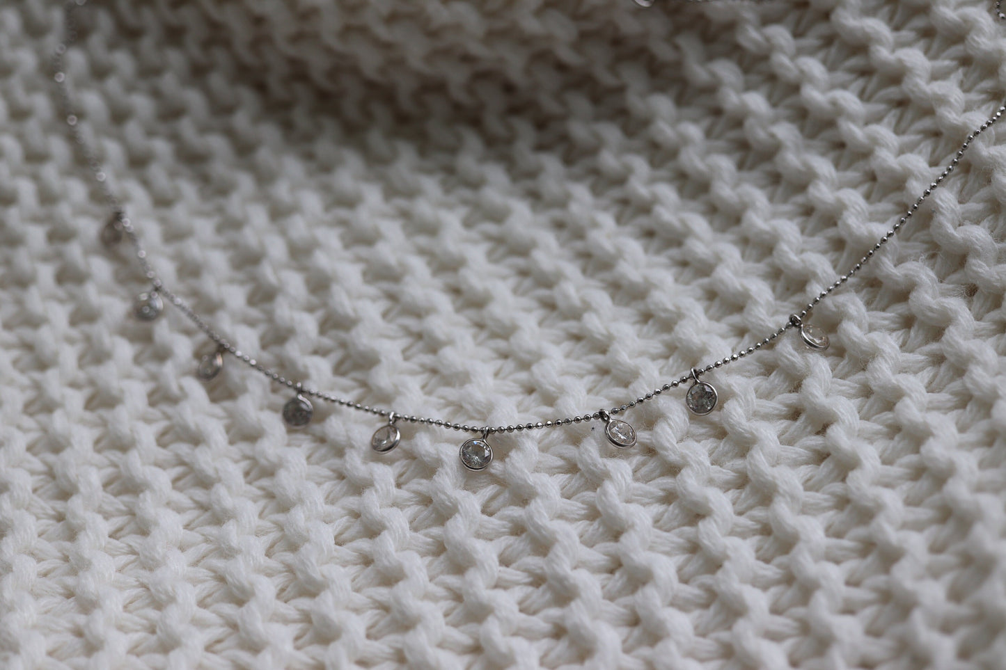 14k Bezel Gem Layered Necklace. Wonderful Diamond (CZ) Gem Necklace Chain. st(93/50)