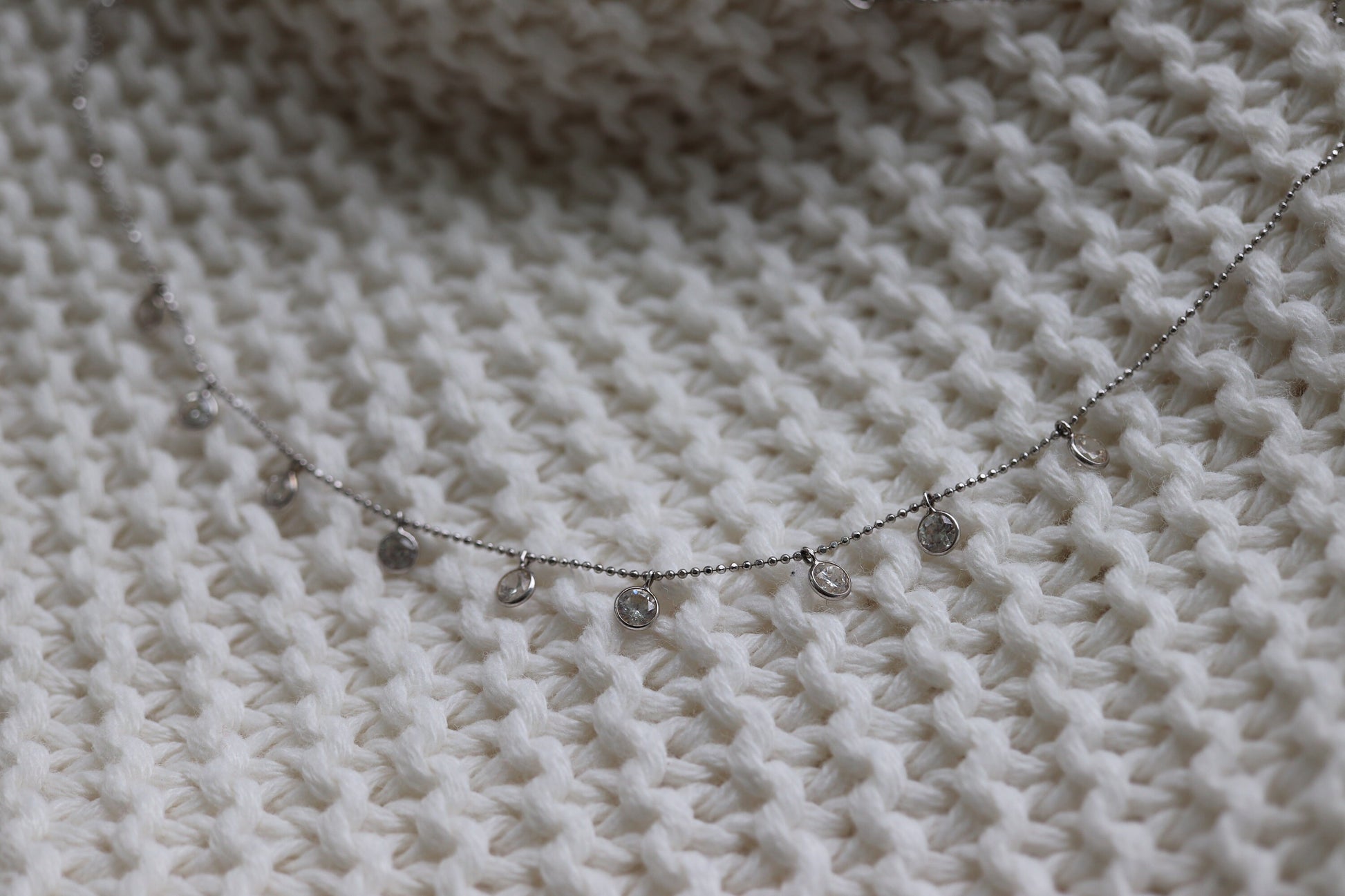 14k Bezel Gem Layered Necklace. Wonderful Diamond (CZ) Gem Necklace Chain. st(93/50)