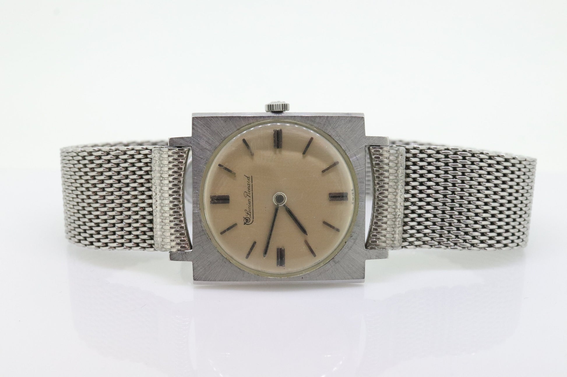 Lucien Piccard Square Tank Manual watch Mens. Stainless Steel. 72185 Windup.