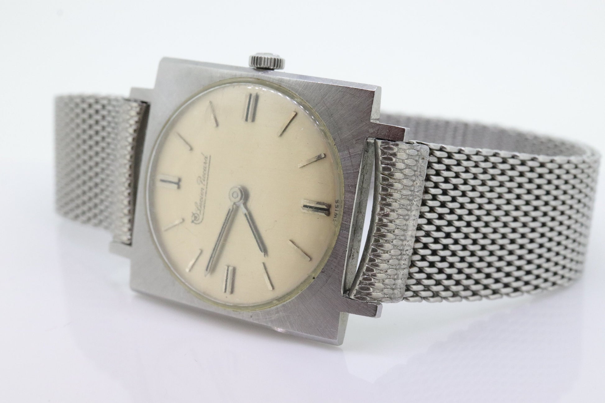 Lucien Piccard Square Tank Manual watch Mens. Stainless Steel. 72185 Windup.