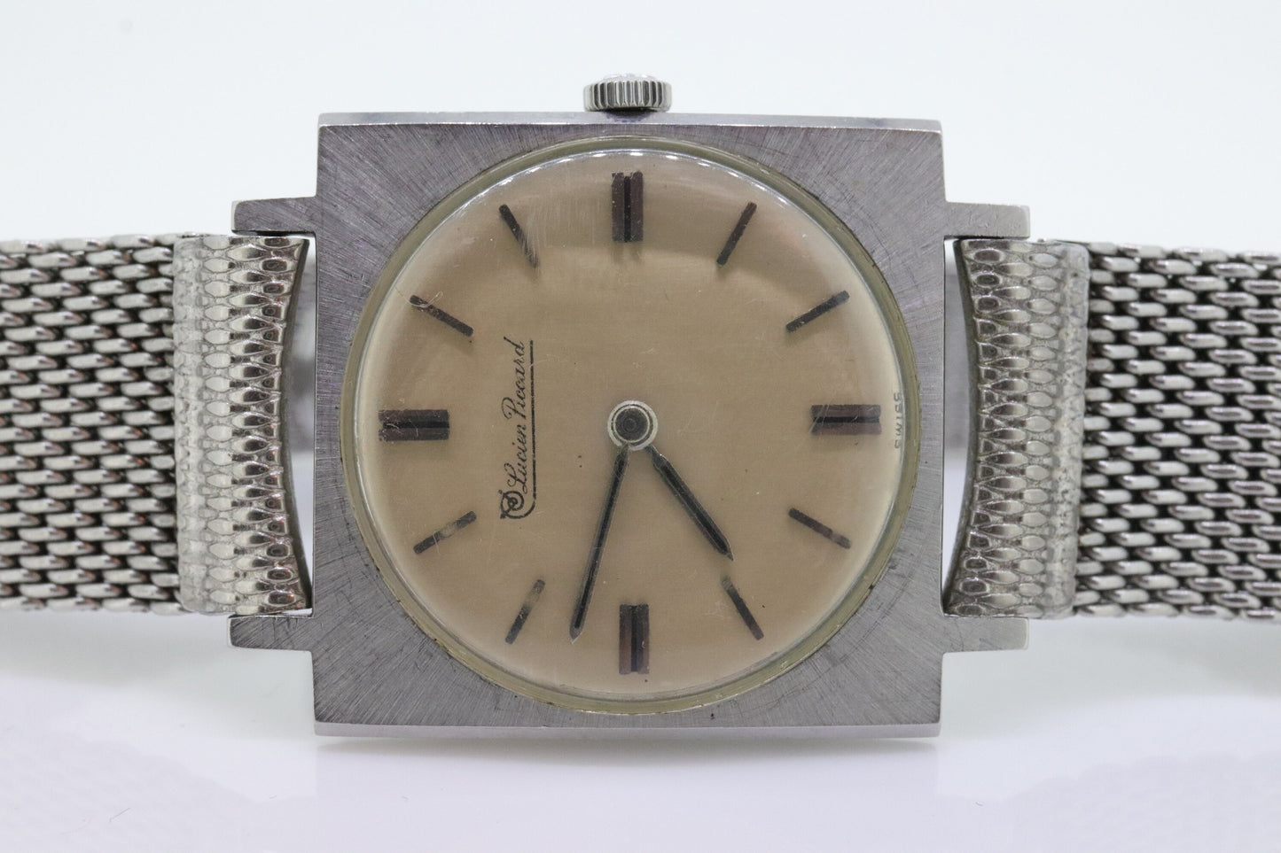 Lucien Piccard Square Tank Manual watch Mens. Stainless Steel. 72185 Windup.