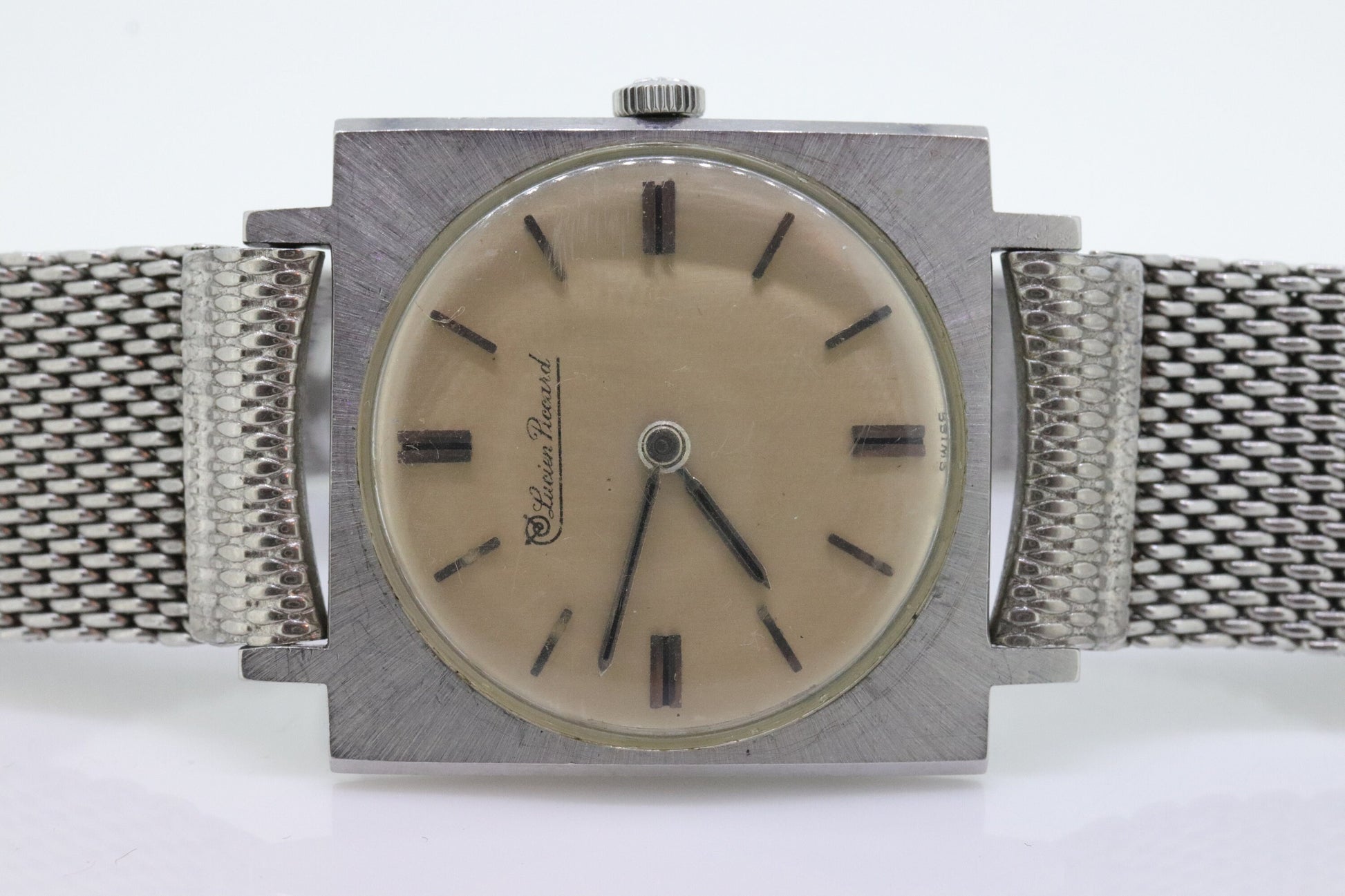 Lucien Piccard Square Tank Manual watch Mens. Stainless Steel. 72185 Windup.