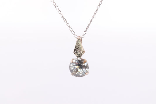 14k CZ Drop Solitaire pendant and 14k cable necklace. st(60)