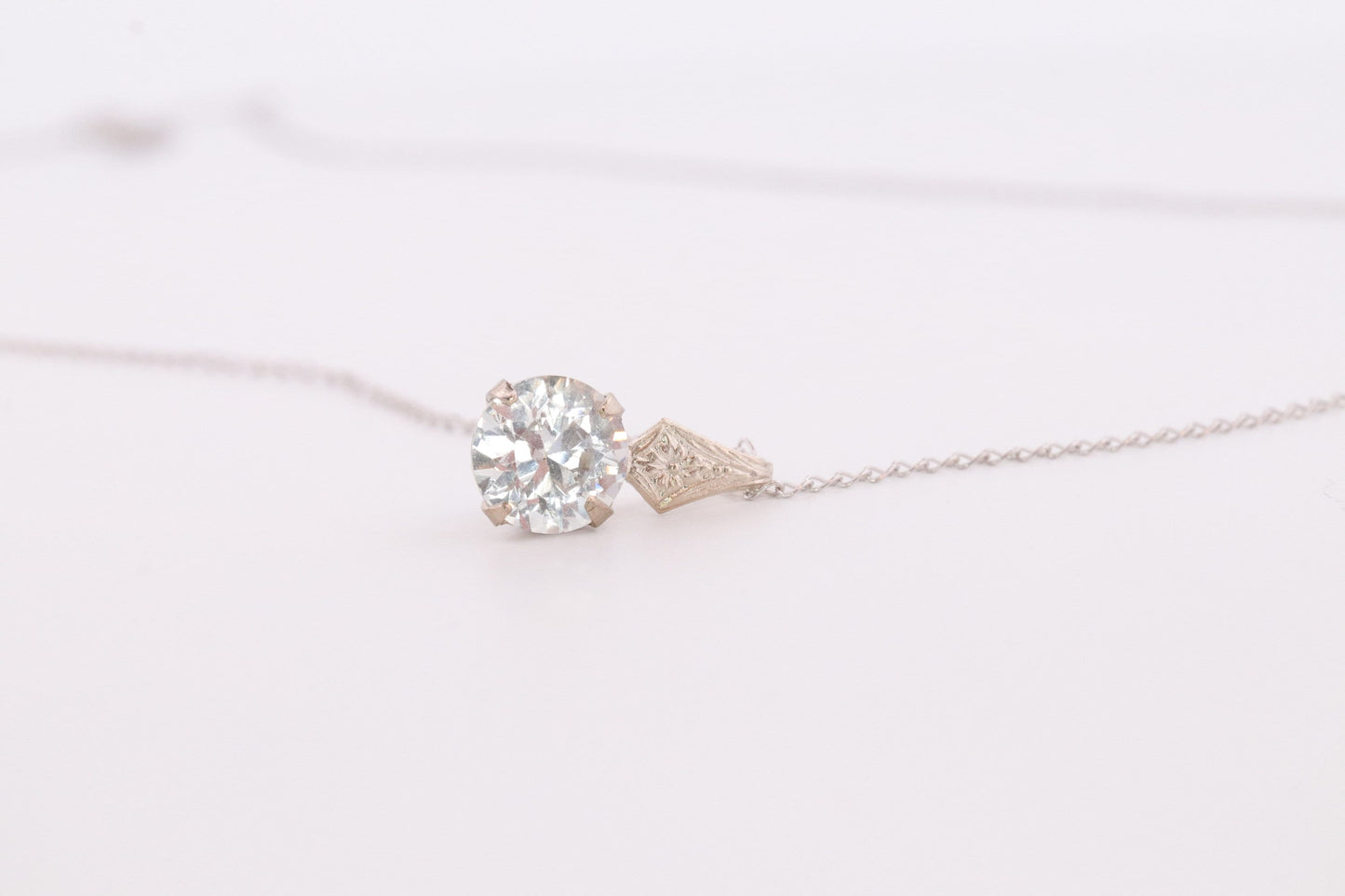 14k CZ Drop Solitaire pendant and 14k cable necklace. st(60)