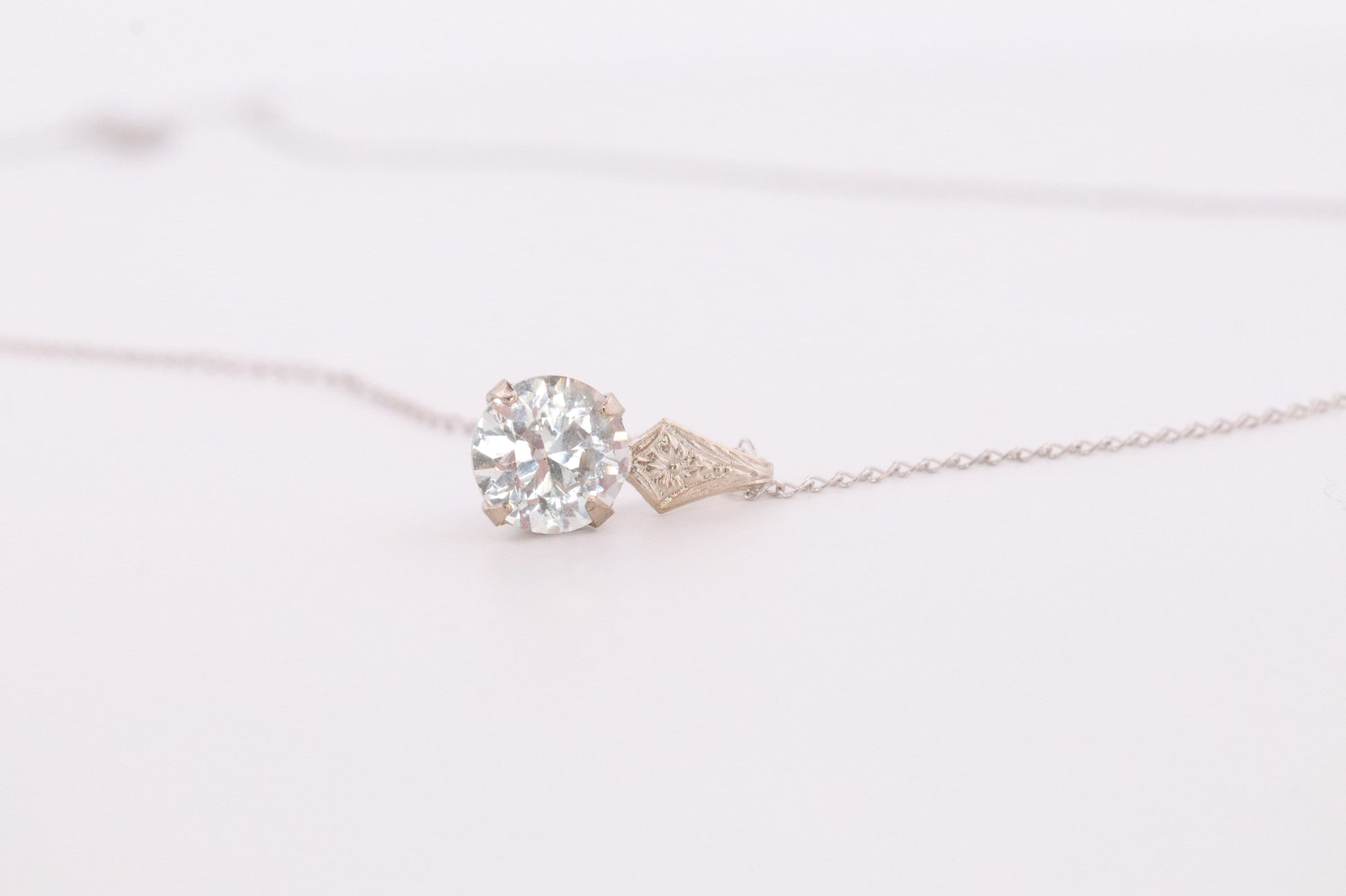 14k CZ Drop Solitaire pendant and 14k cable necklace. st(60)