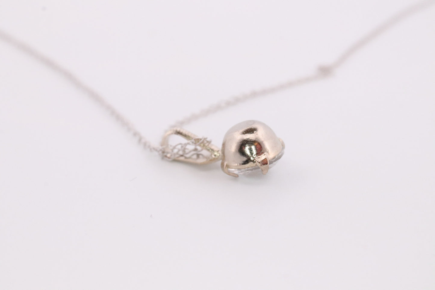 14k CZ Drop Solitaire pendant and 14k cable necklace. st(60)