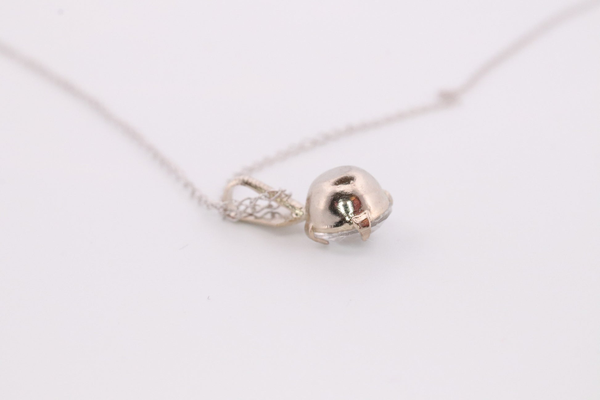 14k CZ Drop Solitaire pendant and 14k cable necklace. st(60)