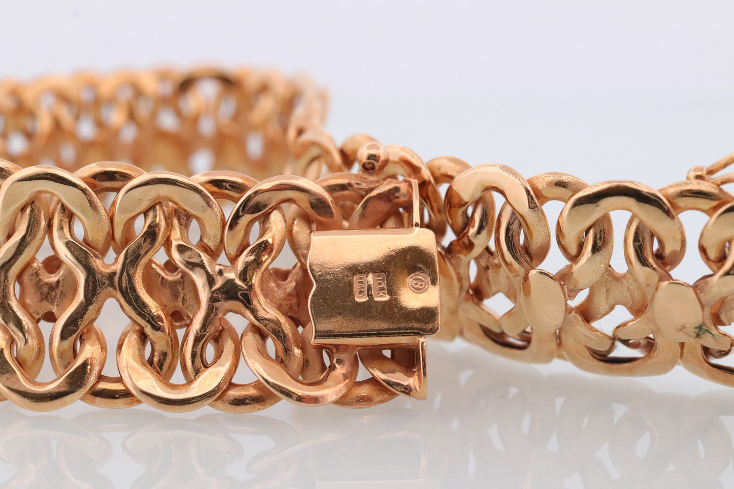 10k Infinity Wide Double LINK X Chain Bracelet. 10k Yellow Gold Infinity S Specialty Link Bracelet ITALY. st(424)