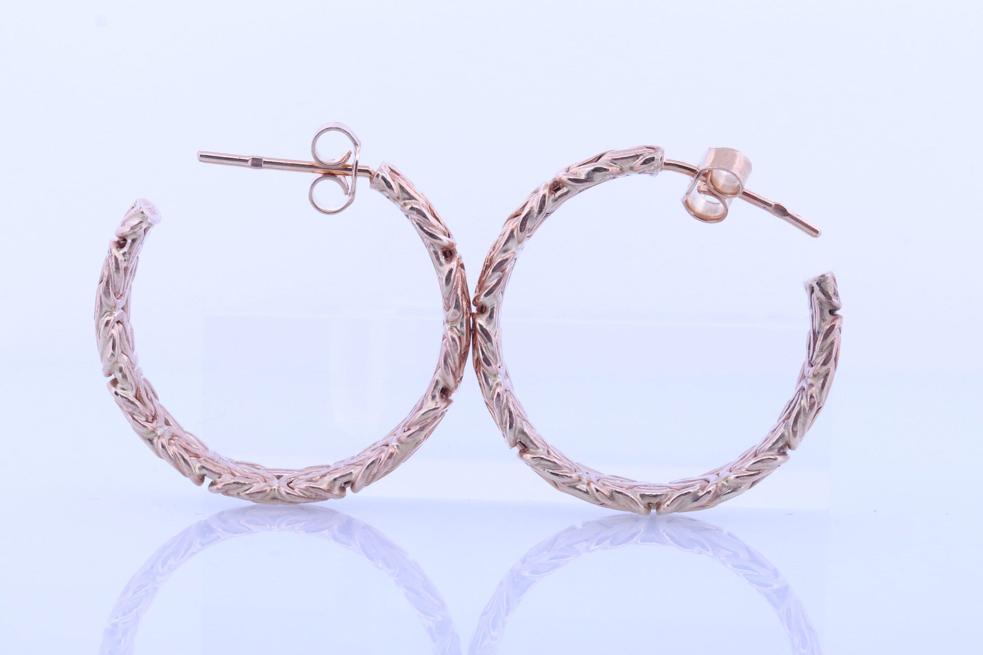 14k Gold HOOP Byzantine Chain Earrings. 14k Large HOOP Byzantine Chain earrings. st(198)