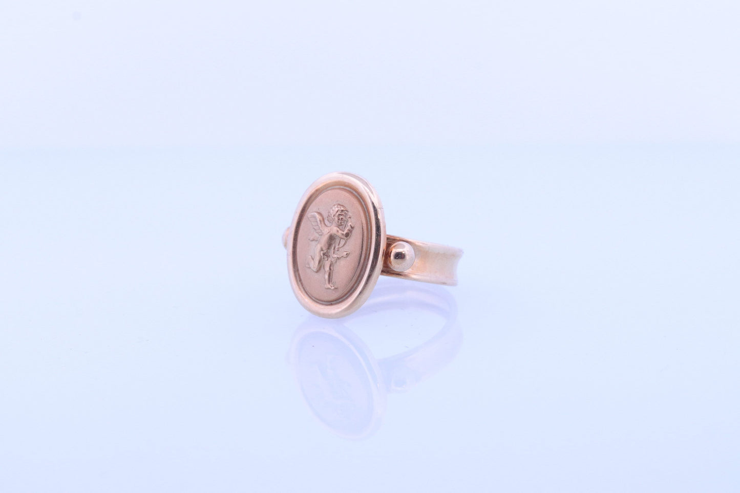 18k Guardian Angel Ring. Cherub Cherubim Cupid Ring. 18k Milor Flying angel statement ring. st(137)