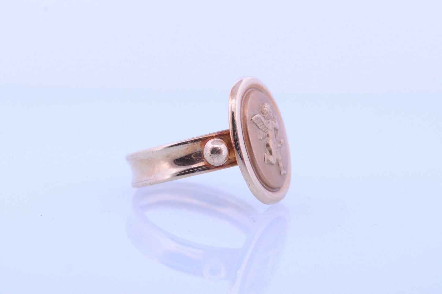 18k Guardian Angel Ring. Cherub Cherubim Cupid Ring. 18k Milor Flying angel statement ring. st(137)