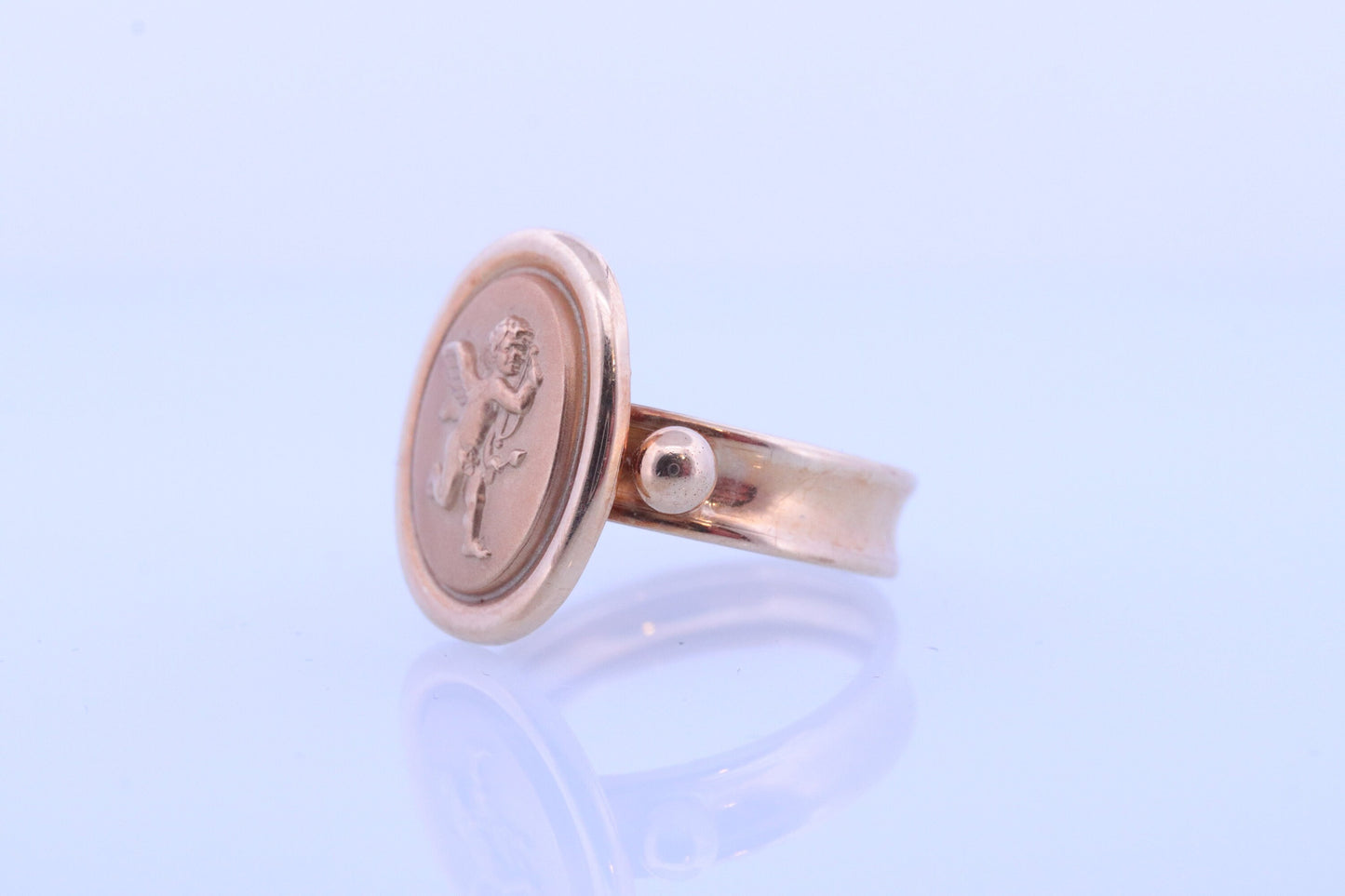 18k Guardian Angel Ring. Cherub Cherubim Cupid Ring. 18k Milor Flying angel statement ring. st(137)