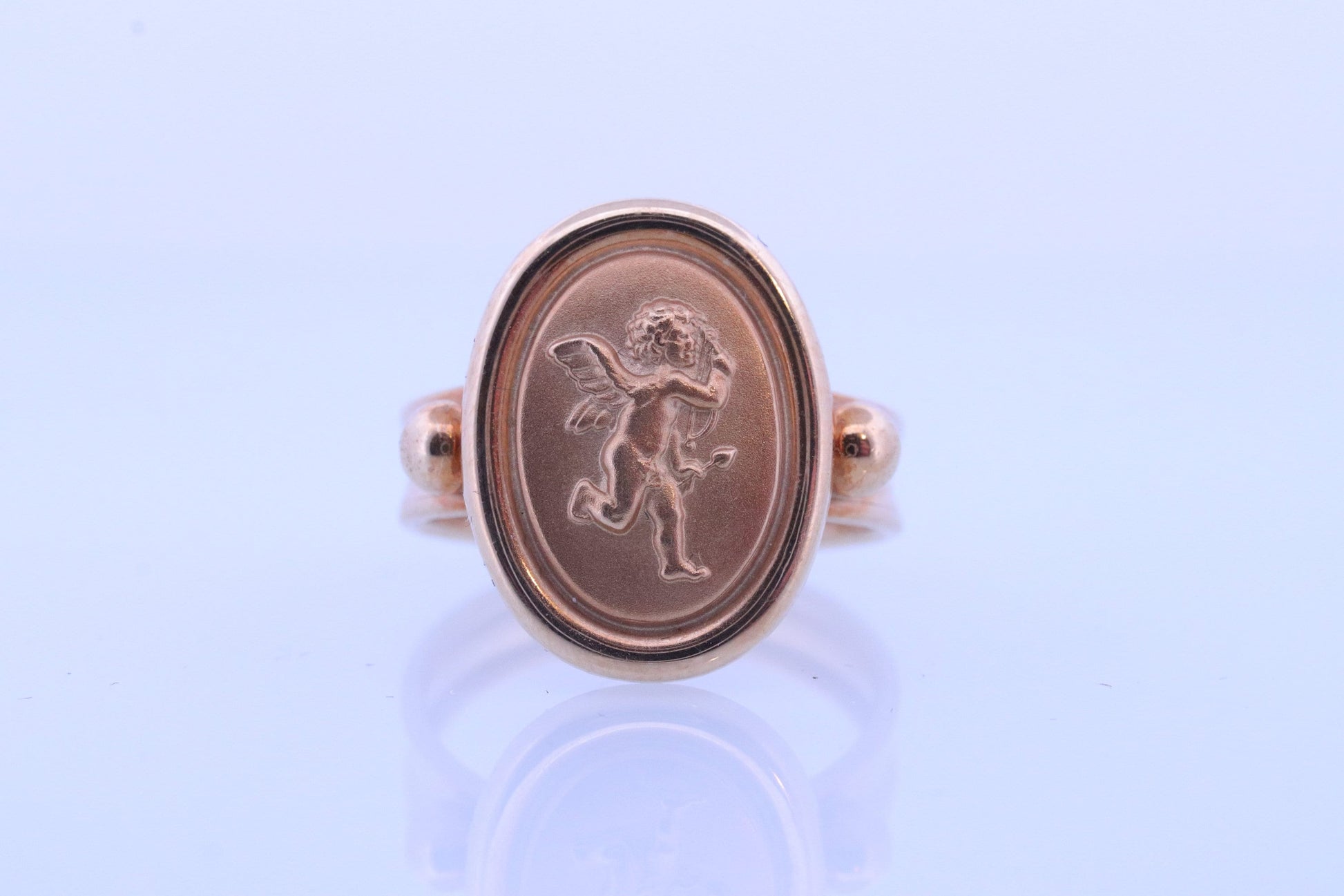18k Guardian Angel Ring. Cherub Cherubim Cupid Ring. 18k Milor Flying angel statement ring. st(137)