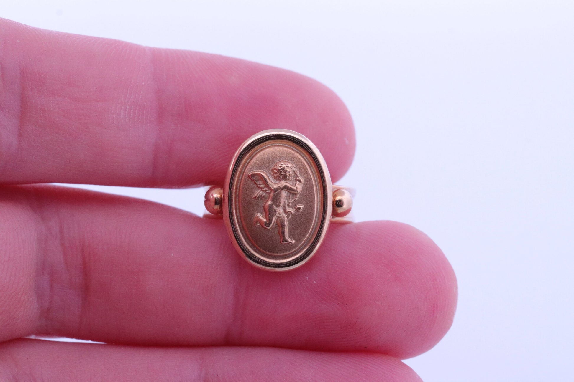 18k Guardian Angel Ring. Cherub Cherubim Cupid Ring. 18k Milor Flying angel statement ring. st(137)
