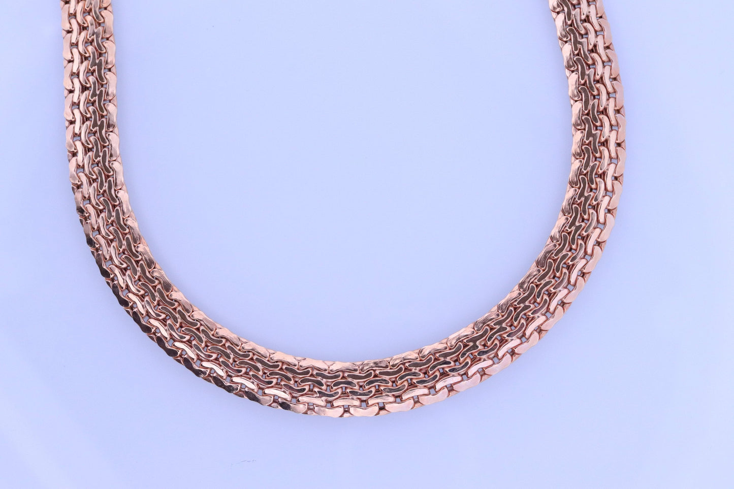 14k Yellow Bismark Chain Mesh Necklace. Sapphire Clasp Chain Mesh link Yellow gold Italian Byzantine Necklace. Sapphire Cabochon (st770)