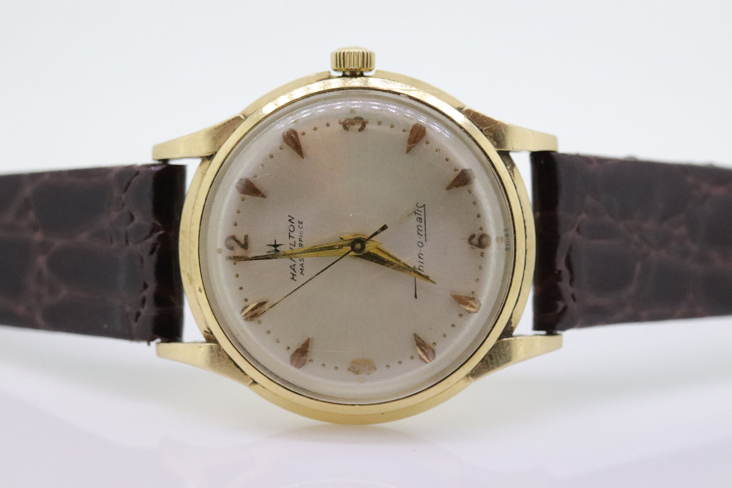 HAMILTON THIN o MATIC Watch. 14k Yellow Gold Round Hamilton wristwatch. Hamilton 956167 Mens watch.