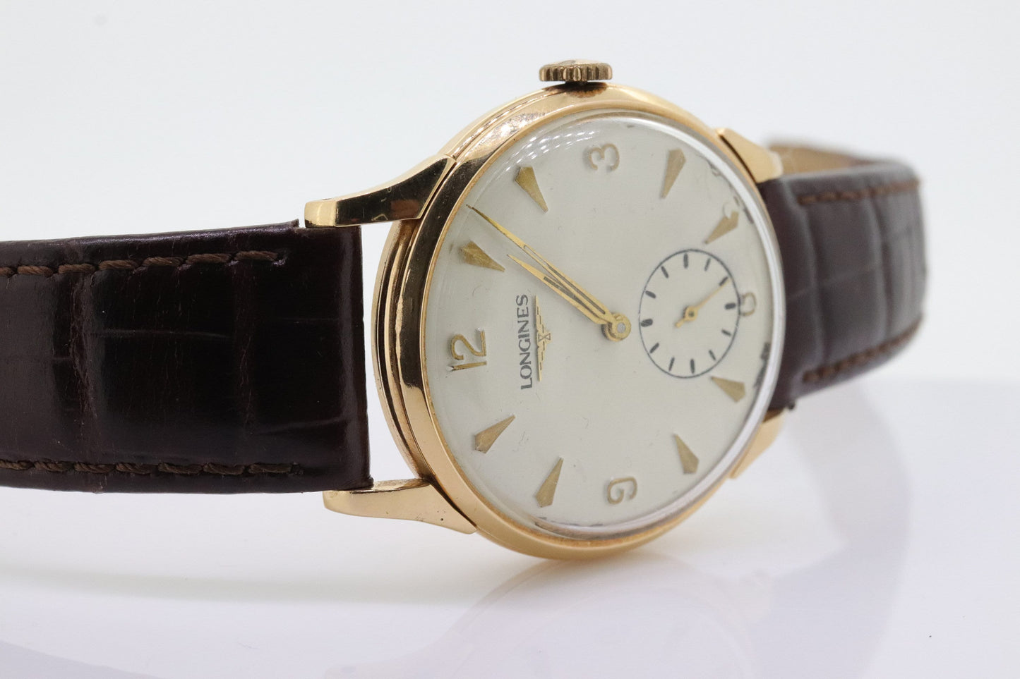 18K LONGINES Watch. Longines 18k Rose Gold Manual Watch. 30 Caliber 35mm ROUND Case