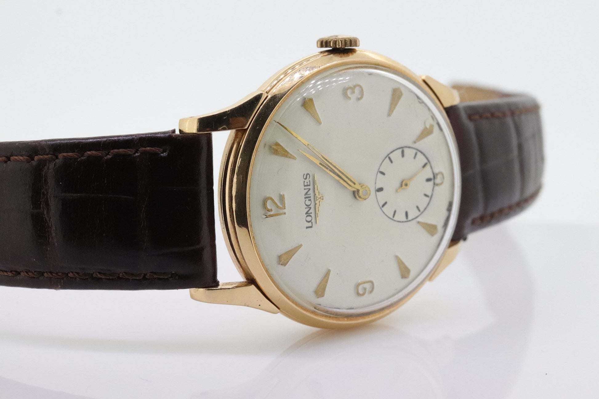 18K LONGINES Watch. Longines 18k Rose Gold Manual Watch. 30 Caliber 35mm ROUND Case