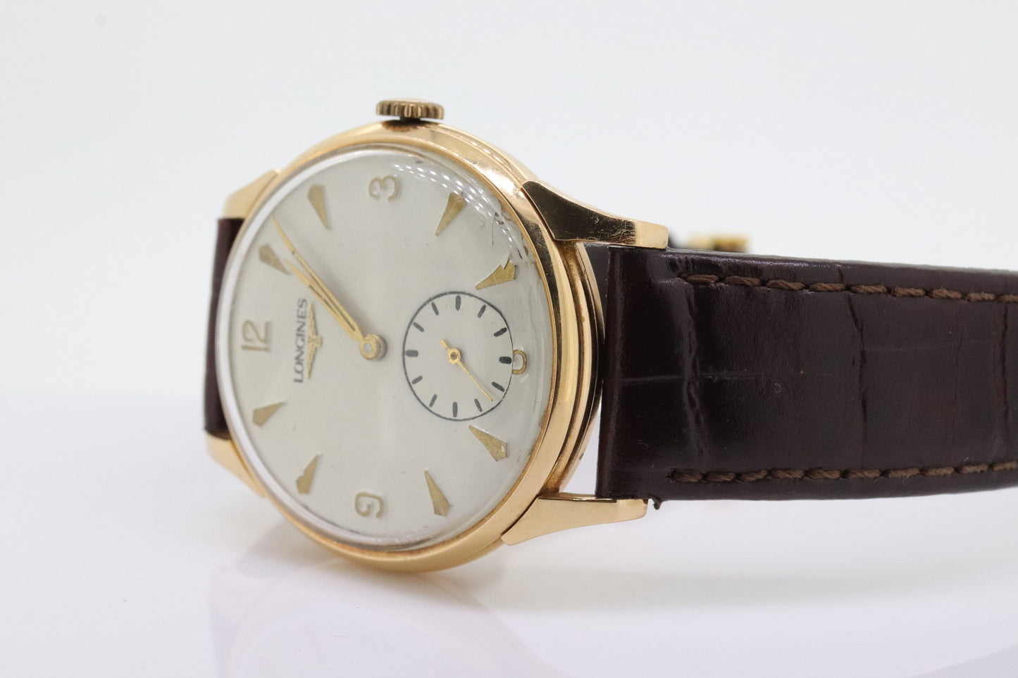 18K LONGINES Watch. Longines 18k Rose Gold Manual Watch. 30 Caliber 35mm ROUND Case