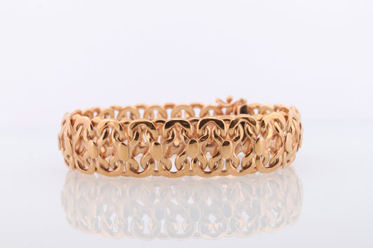 10k Infinity Wide Double LINK X Chain Bracelet. 10k Yellow Gold Infinity S Specialty Link Bracelet ITALY. st(424)