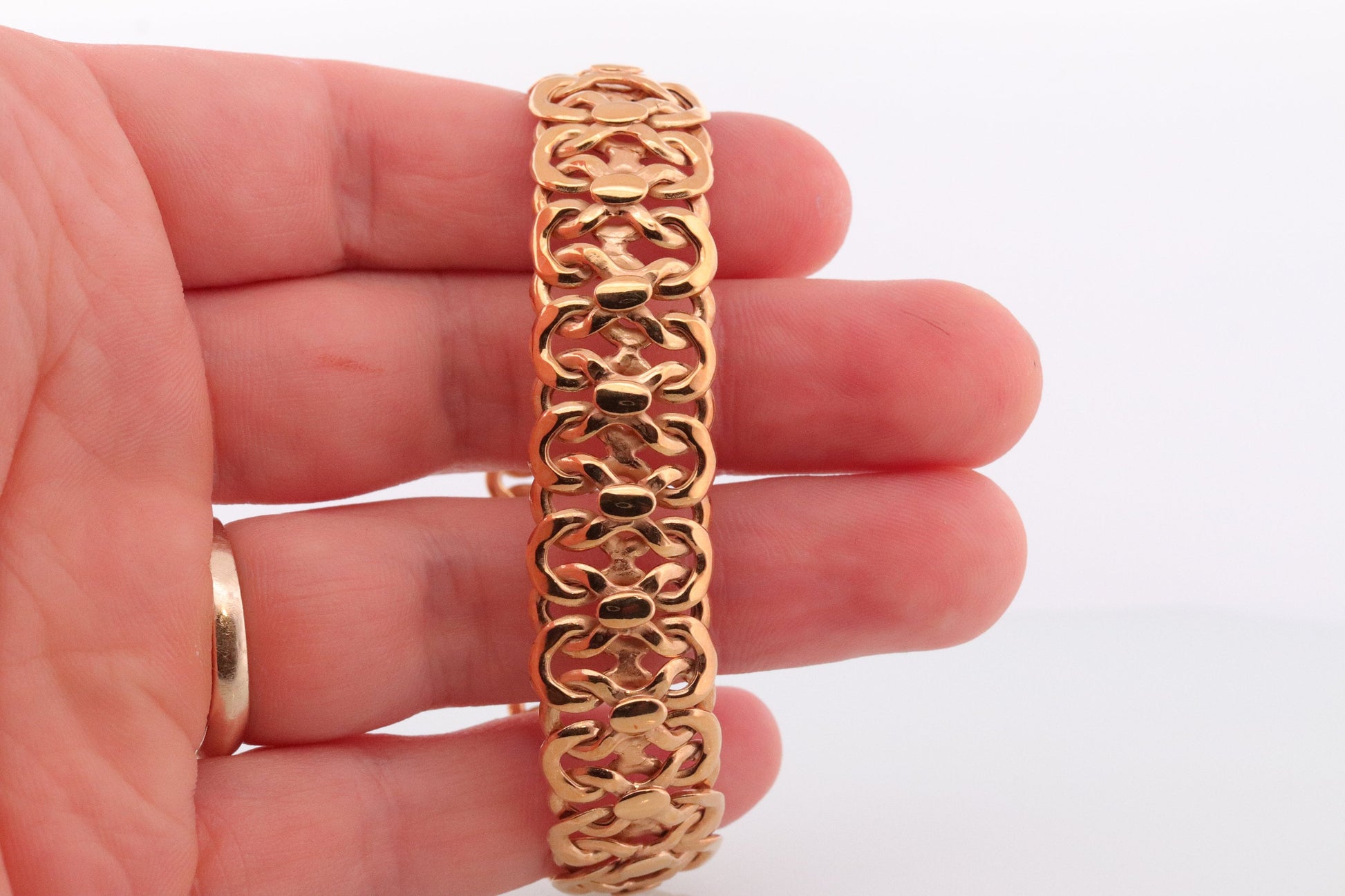 10k Infinity Wide Double LINK X Chain Bracelet. 10k Yellow Gold Infinity S Specialty Link Bracelet ITALY. st(424)