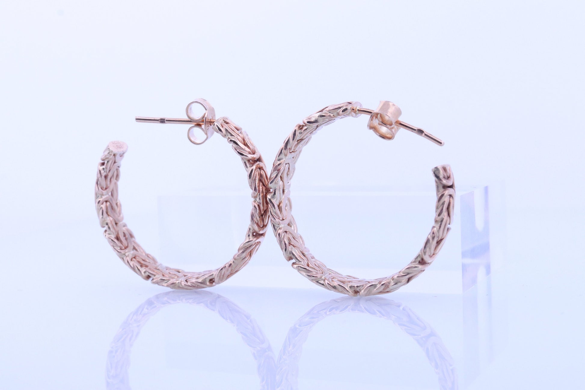 14k Gold HOOP Byzantine Chain Earrings. 14k Large HOOP Byzantine Chain earrings. st(198)