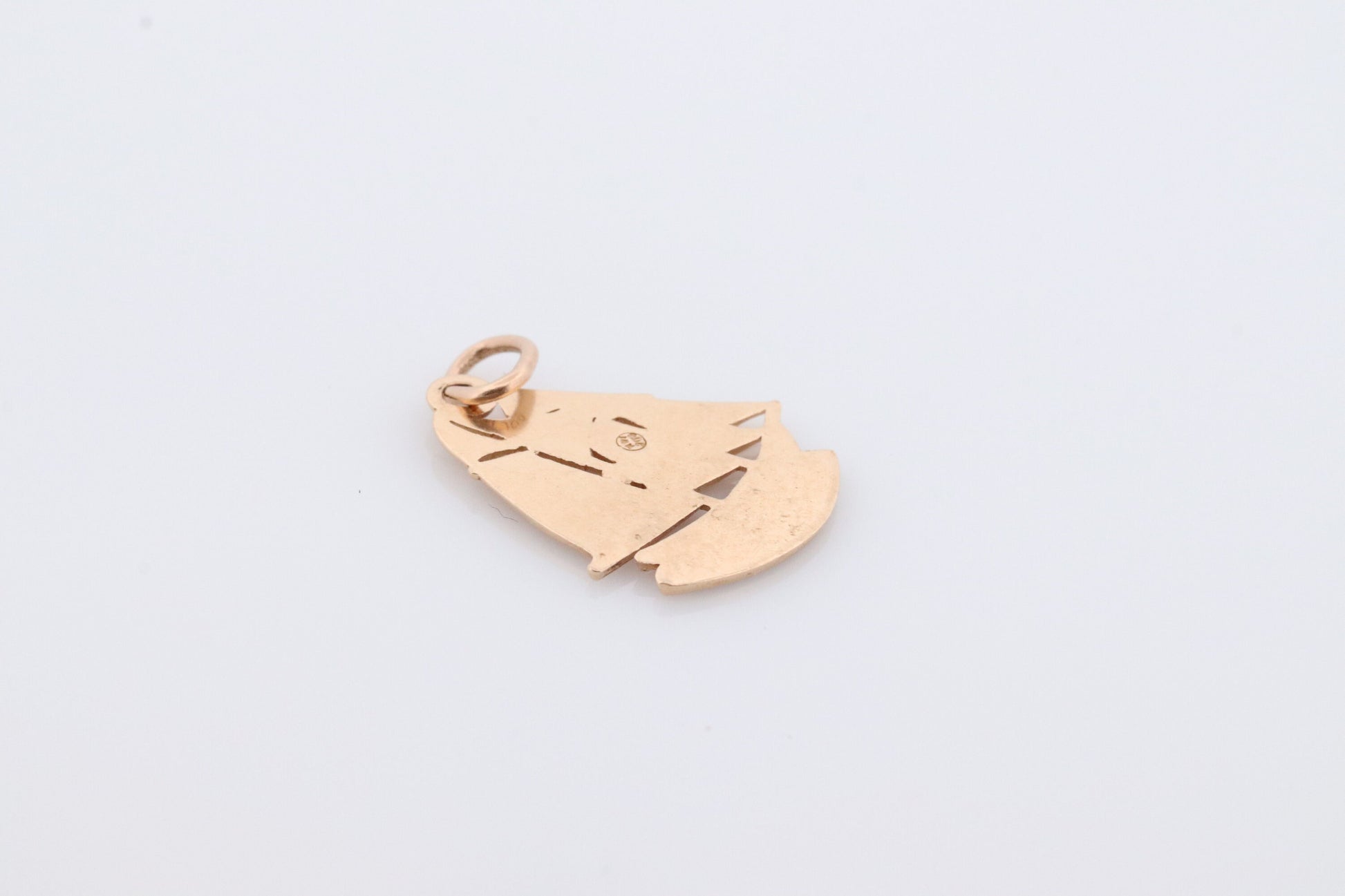 14k Ship Sail Boat medallion pendant. BLUE NOSE Nova Scotia Pendant Charm. st(94)