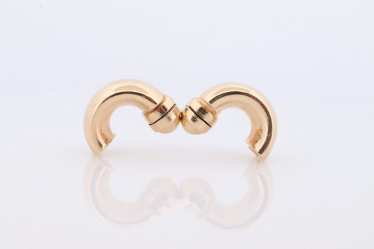 14k Gold Puffed Hollow HOOP Clip On Earrings. Large HOOP earrings Magnetic Hoops for Unpierced Ears. Wide Hoops. st72