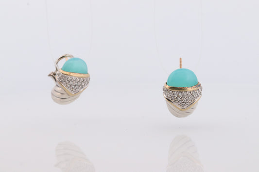 David Yurman 18k Sterling Silver CABLE Earrings. Authentic David Yurman Diamond and Chalcedony ACORN earrings st(403)