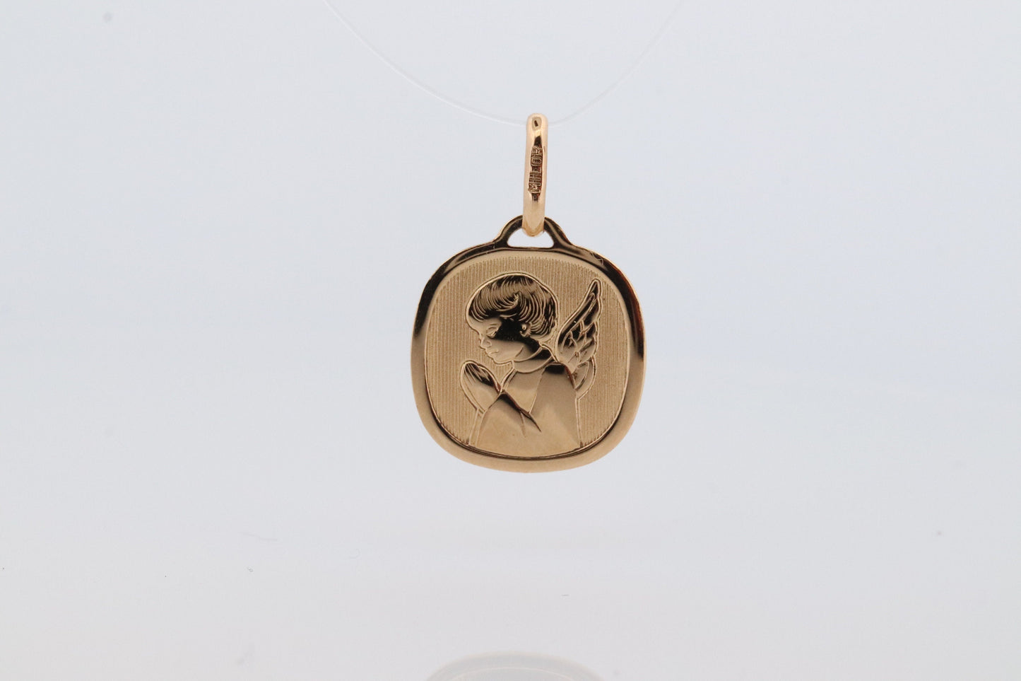 14k Angel Pendant. Guardian Angel Charm. Milor Italy High Gloss pendant. st(32)