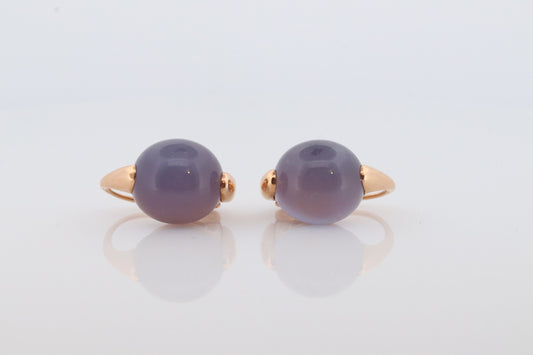 18k POMELATTO Earrings. 18k Rose Gold Pomellato Chalcedony LUNA collection. Chalcedinio Dangle earrings. st(10-06)