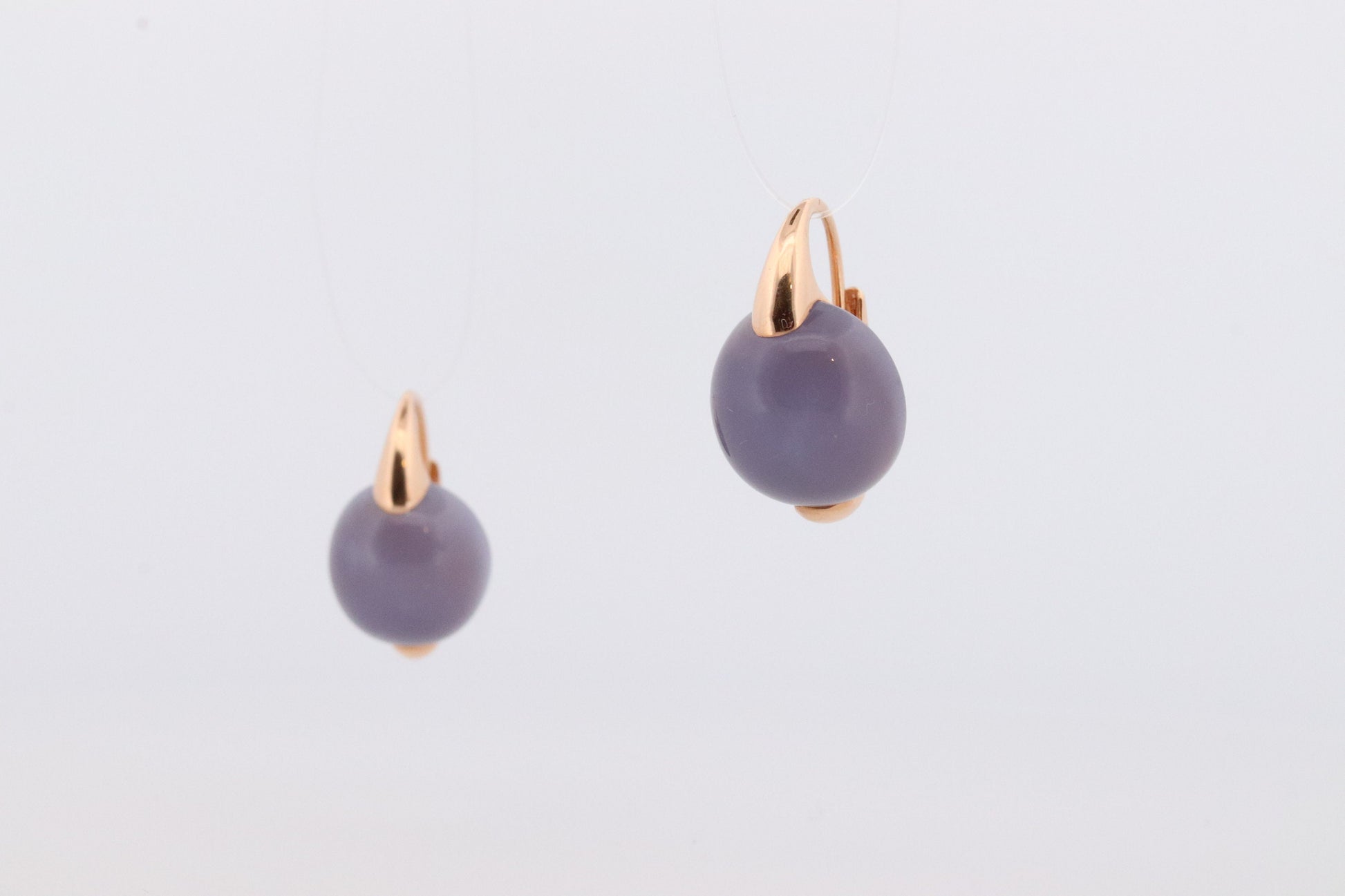 18k POMELATTO Earrings. 18k Rose Gold Pomellato Chalcedony LUNA collection. Chalcedinio Dangle earrings. st(10-06)