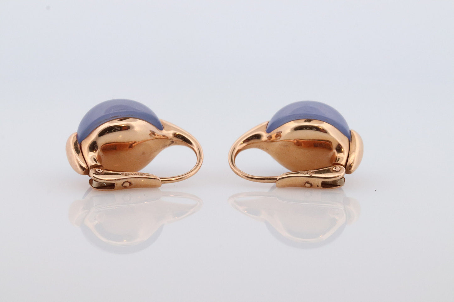 18k POMELATTO Earrings. 18k Rose Gold Pomellato Chalcedony LUNA collection. Chalcedinio Dangle earrings. st(10-06)
