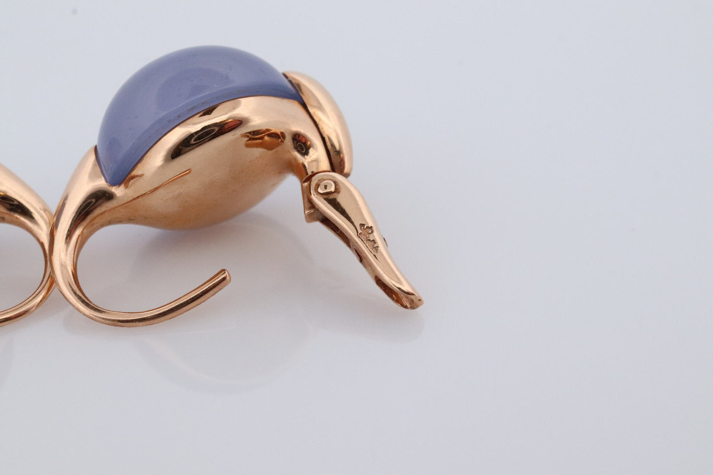 18k POMELATTO Earrings. 18k Rose Gold Pomellato Chalcedony LUNA collection. Chalcedinio Dangle earrings. st(10-06)