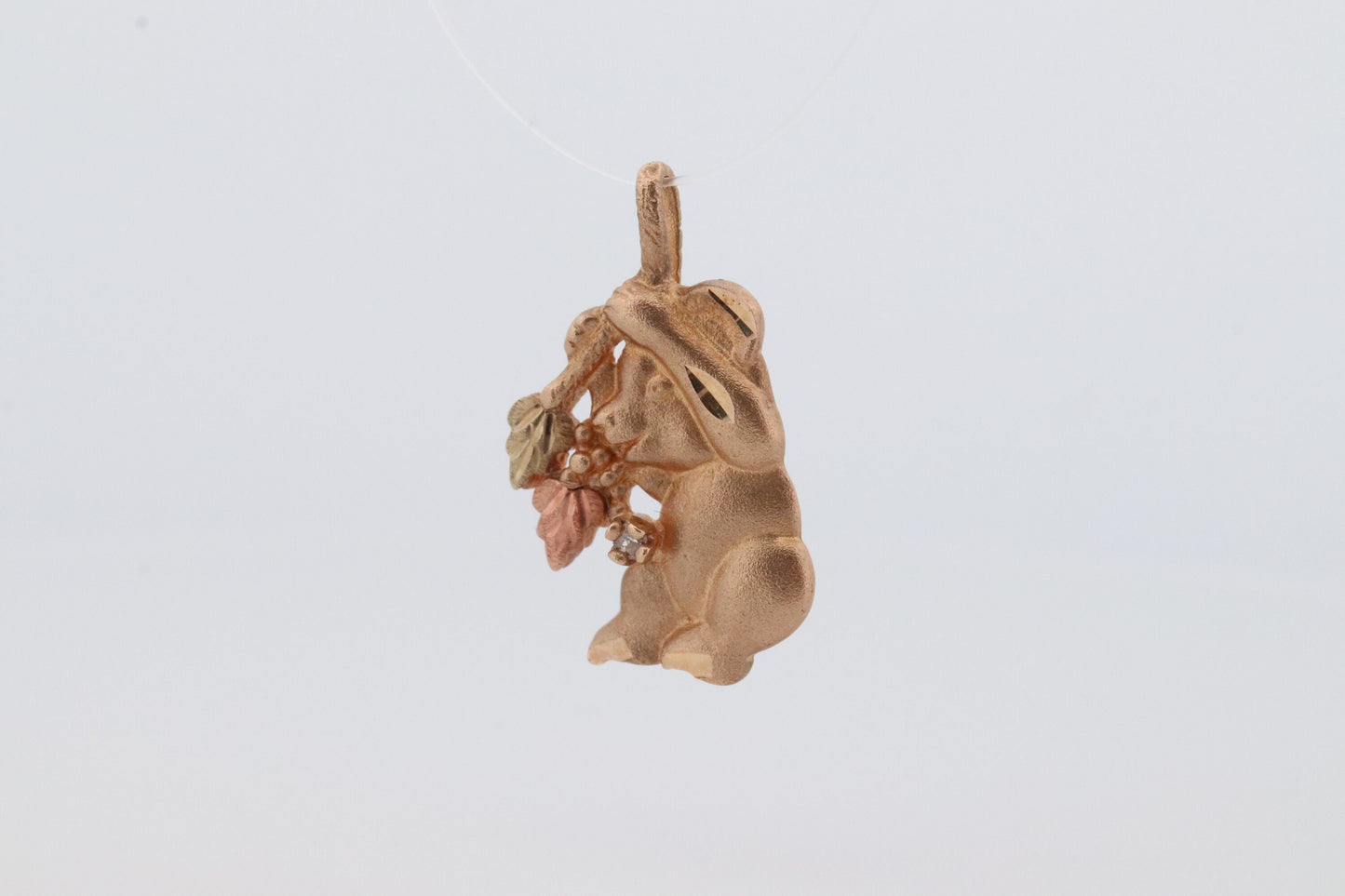 Black Hills Gold Pendant. 10k Black Hills Gold Teddy Bear Diamond Charm. Plush toy Black Hills gold Pendant. st(52)
