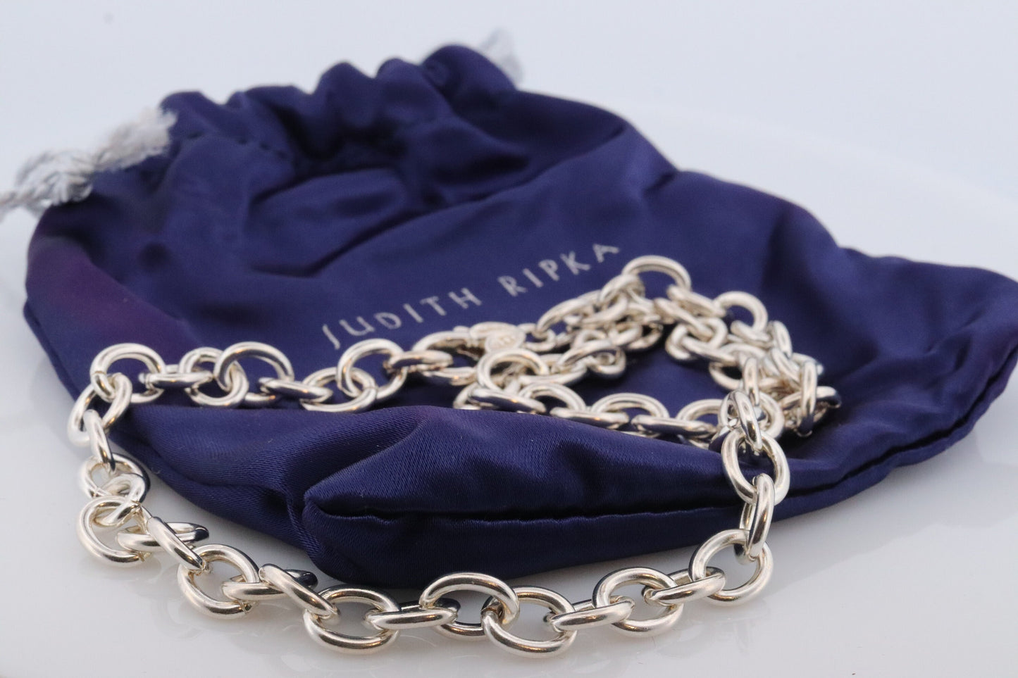 Authentic Judith Ripka Sterling Silver Heart Choker Necklace, Judith Ripka 925 Silver Oval Cable Link (30)