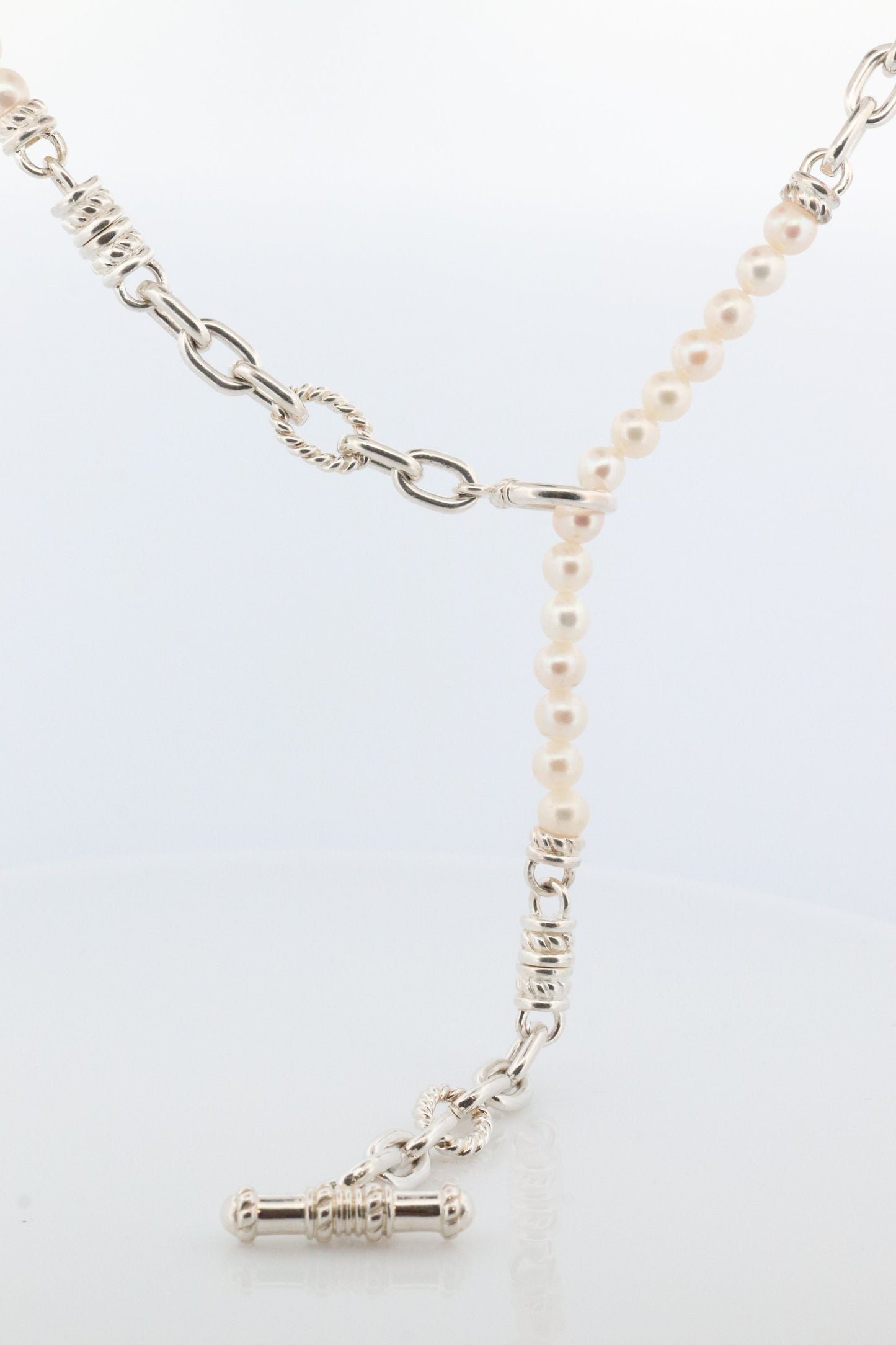 Authentic Judith Ripka JR Sterling Silver Pearl 34in Necklace, Judith Ripka 925 Silver Oval Cable Link Adjustable Convertible Long