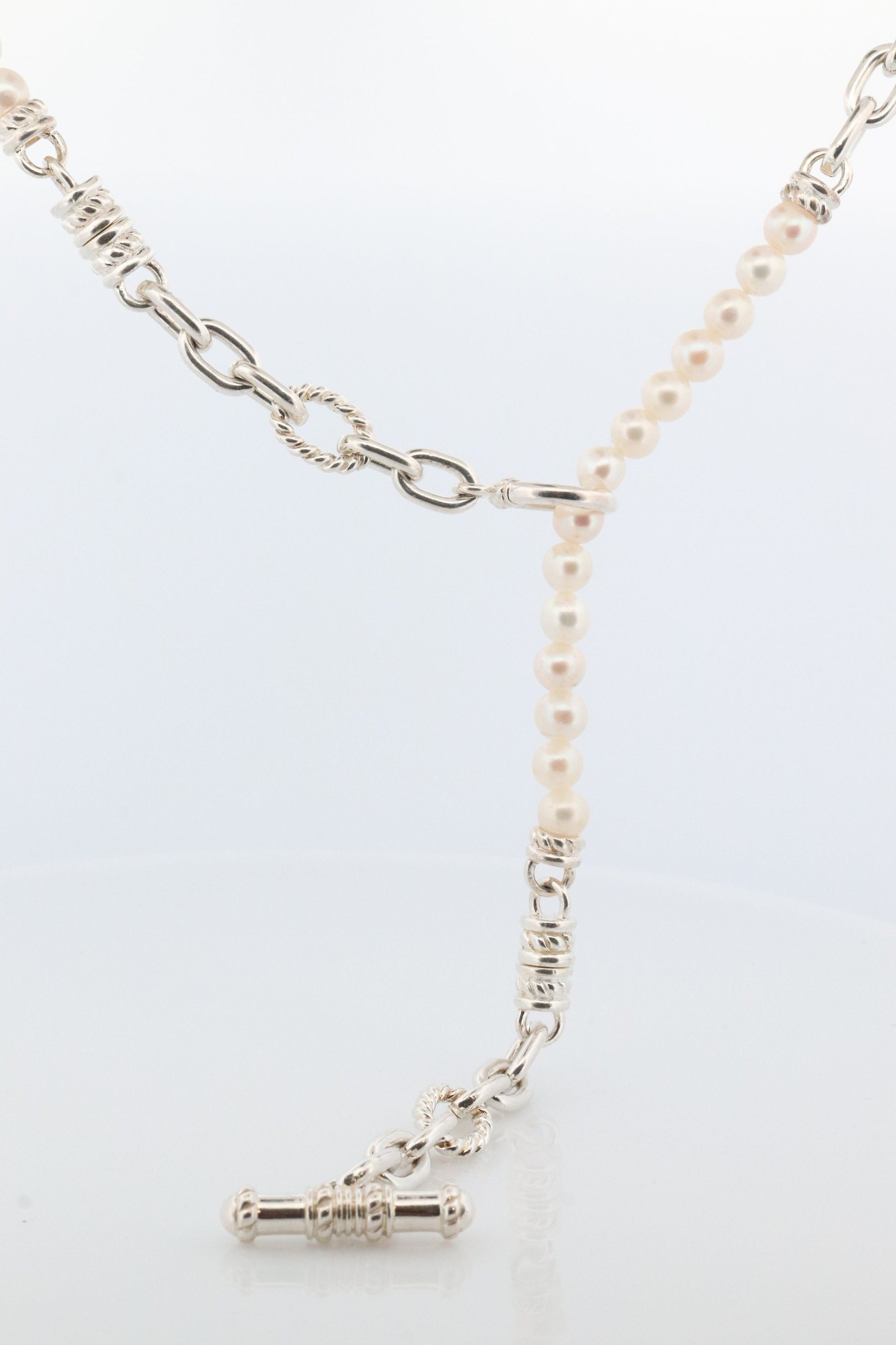 Authentic Judith Ripka JR Sterling Silver Pearl 34in Necklace, Judith Ripka 925 Silver Oval Cable Link Adjustable Convertible Long