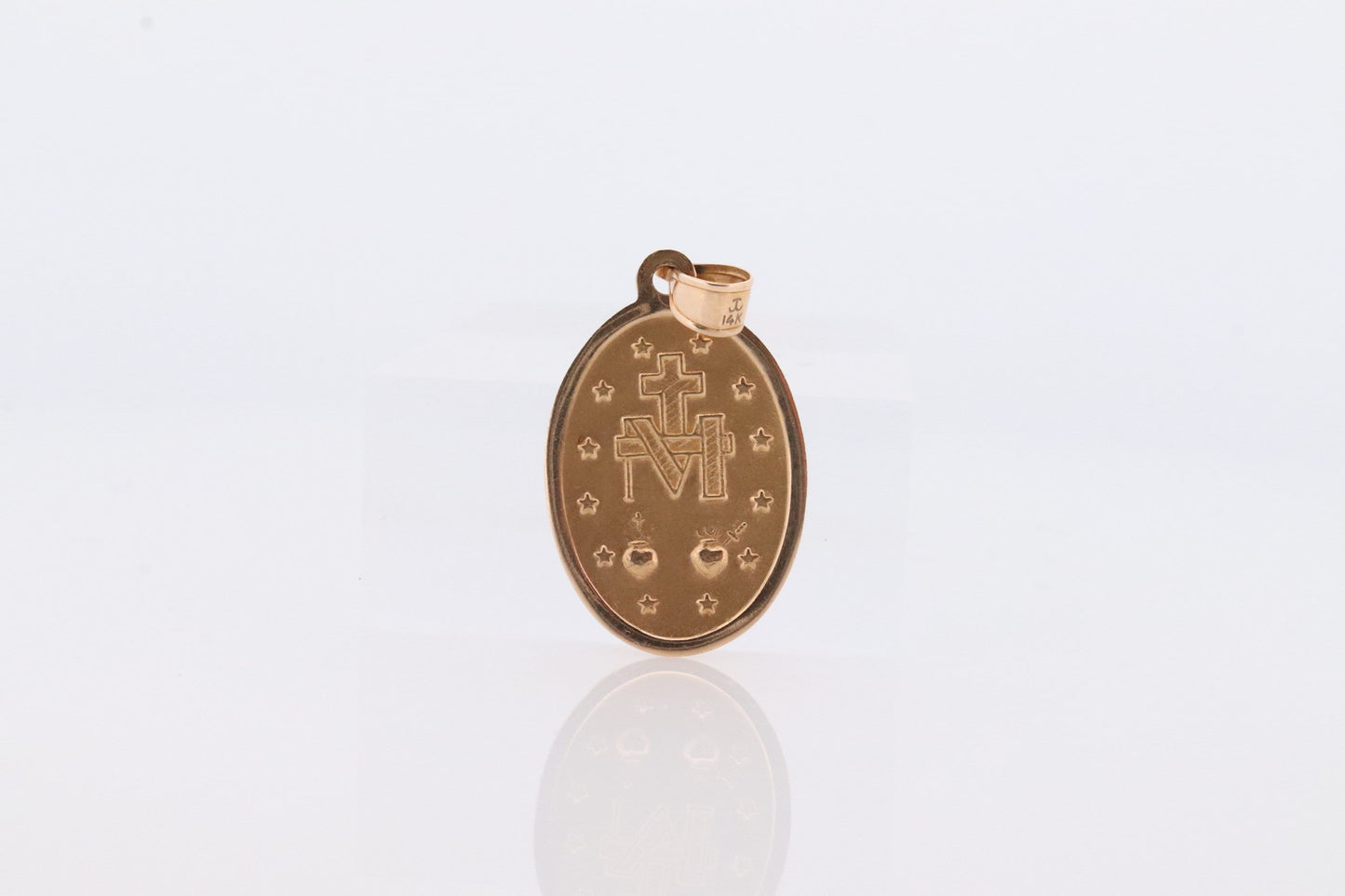 Vintage 14k Yellow Gold Pendant. Marian Cross. Madonna Pendant. VIRGIN Mary Pendant. Mother Medallion for Necklace or Medal st92(