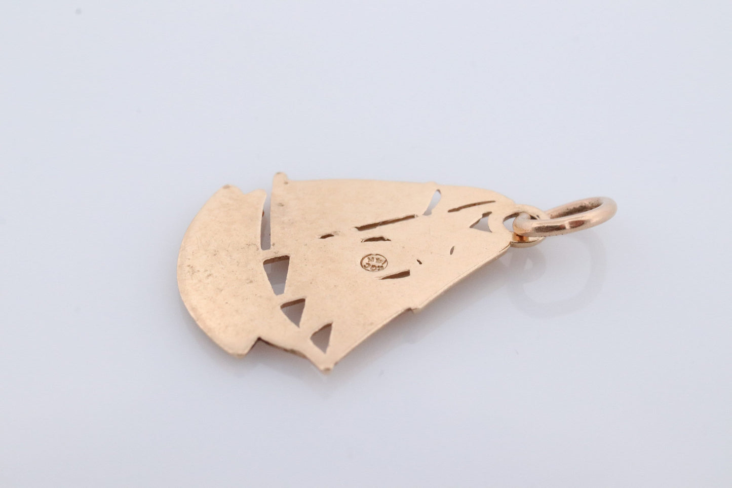 14k Ship Sail Boat medallion pendant. BLUE NOSE Nova Scotia Pendant Charm. st(94)