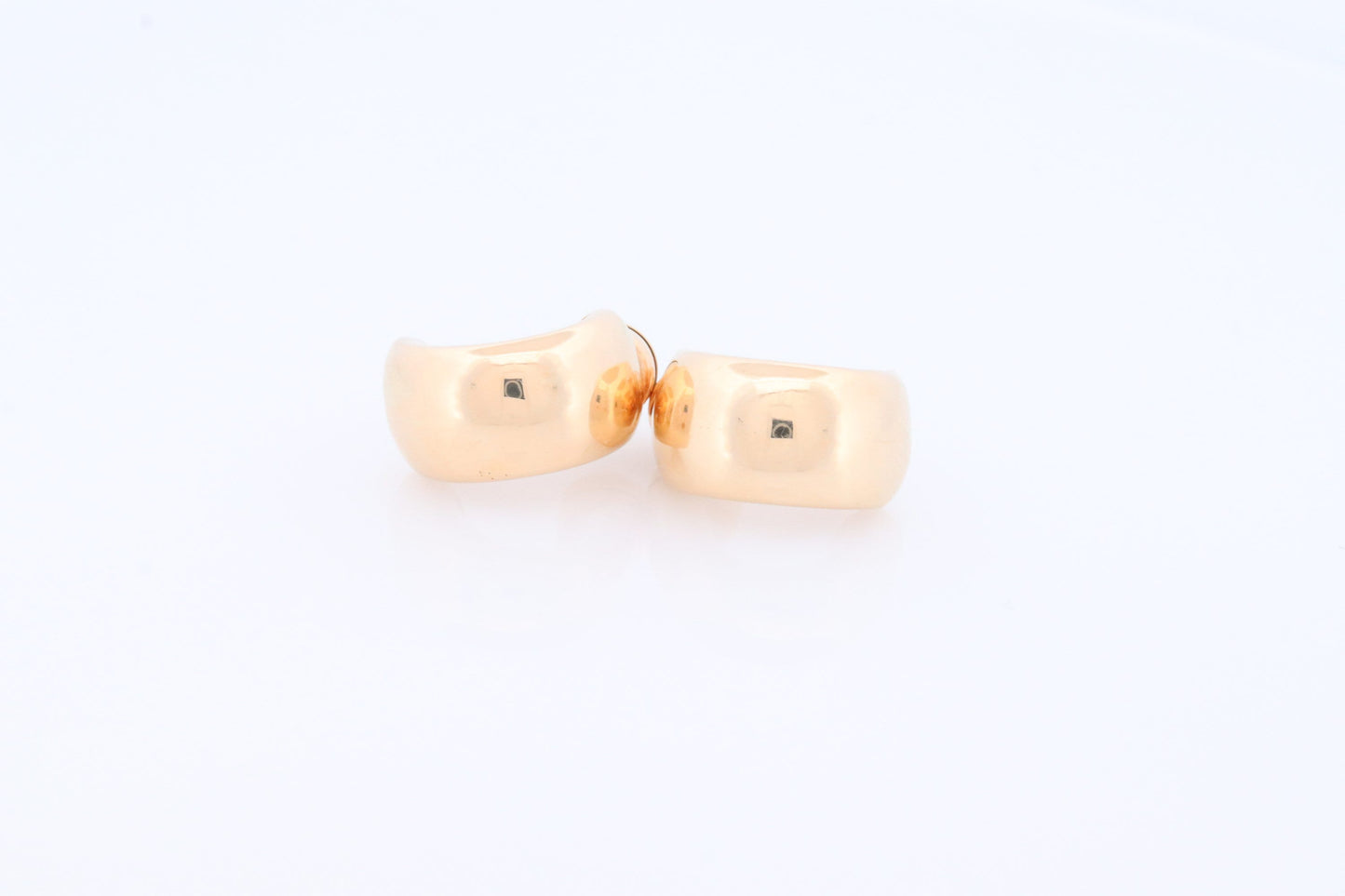 14k Gold Puffed Hollow HOOP Clip On Earrings. Large HOOP earrings Magnetic Hoops for Unpierced Ears. Wide Hoops. st72