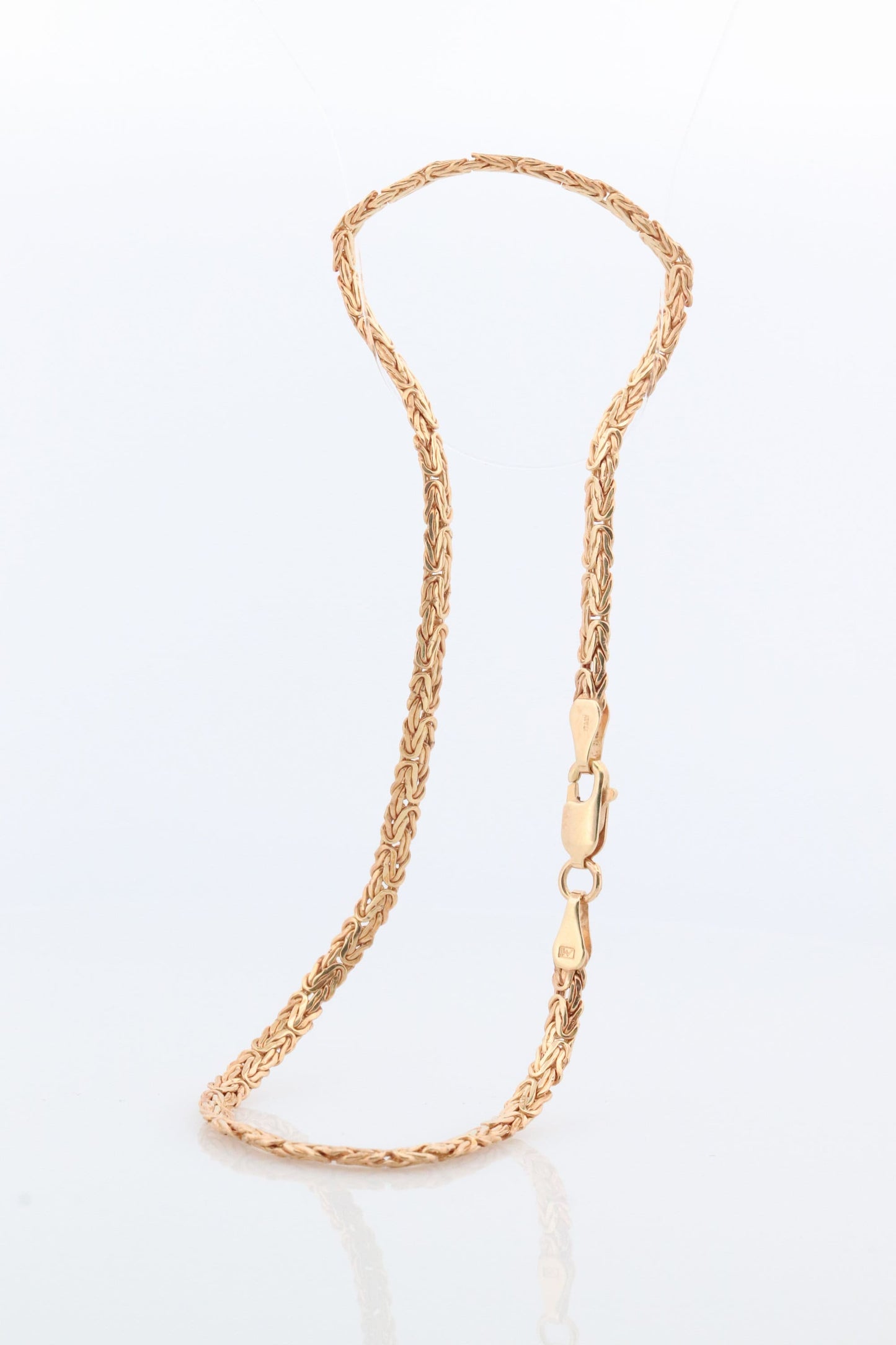 14k Byzantine Anklet. 14k Yellow Gold Wide Flattened Flat Byzantine Long Bracelet Anklet. 3.2grams 4.5mm wide. Italy