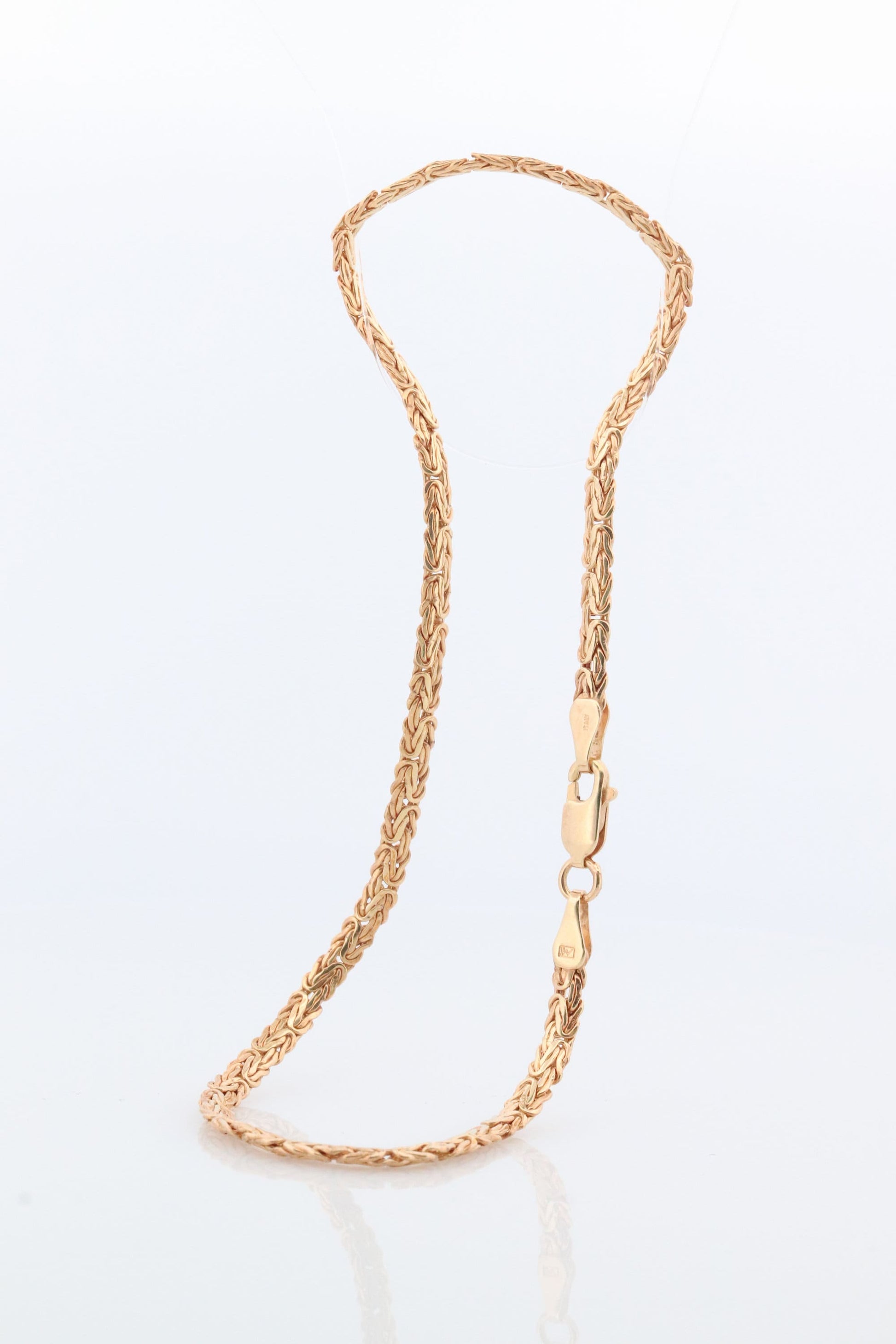 14k Byzantine Anklet. 14k Yellow Gold Wide Flattened Flat Byzantine Long Bracelet Anklet. 3.2grams 4.5mm wide. Italy