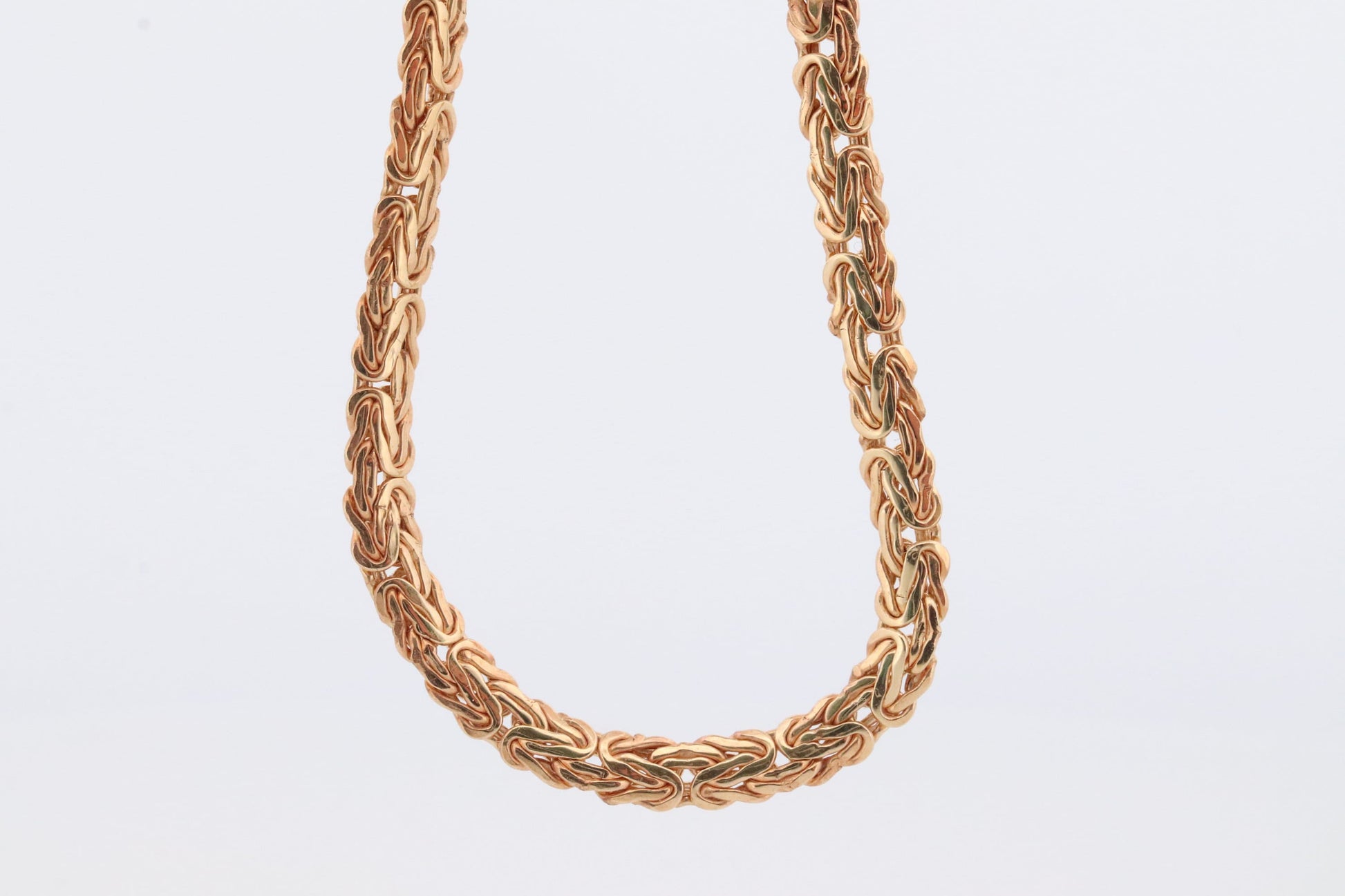 14k Byzantine Anklet. 14k Yellow Gold Wide Flattened Flat Byzantine Long Bracelet Anklet. 3.2grams 4.5mm wide. Italy