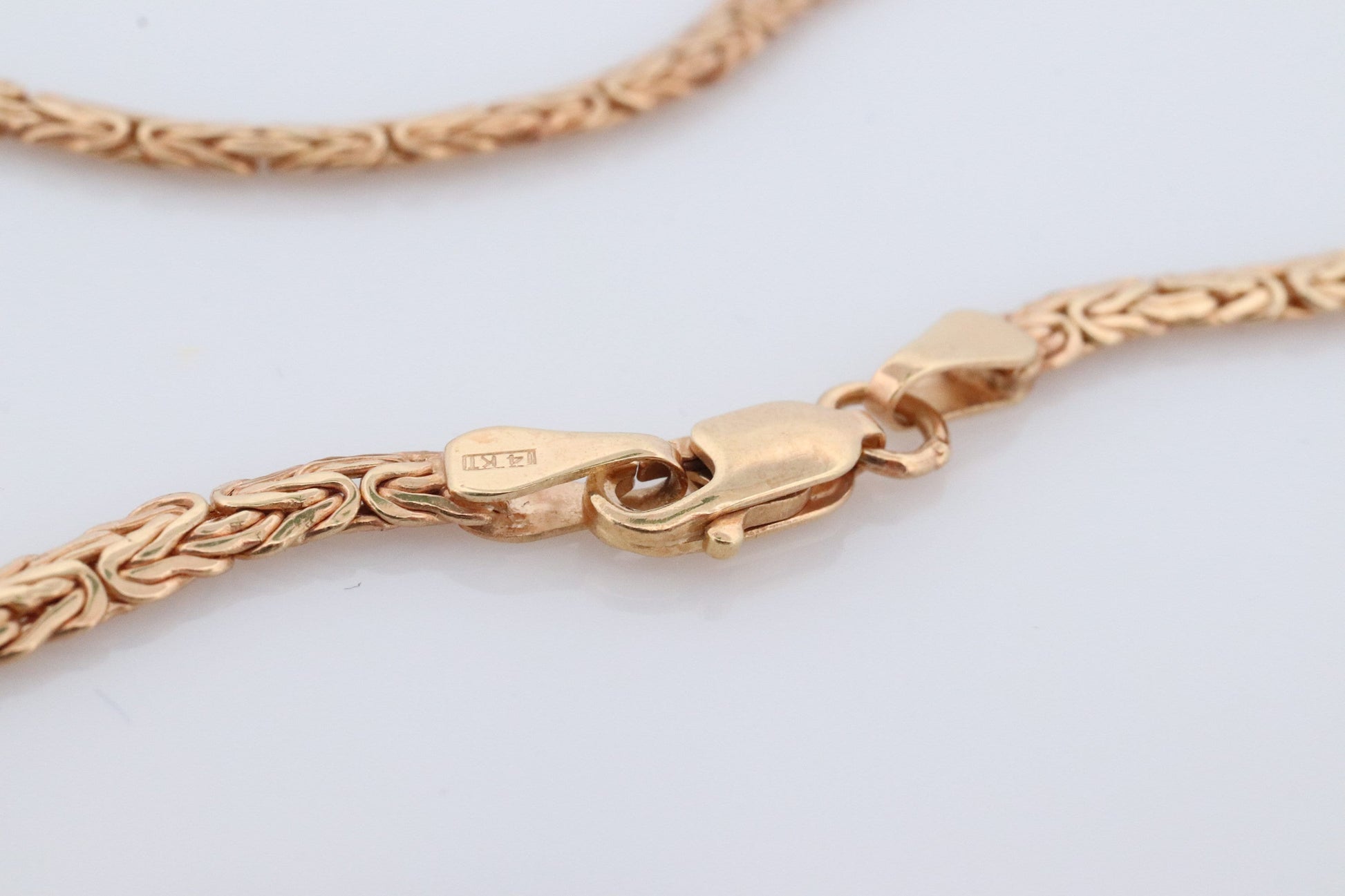 14k Byzantine Anklet. 14k Yellow Gold Wide Flattened Flat Byzantine Long Bracelet Anklet. 3.2grams 4.5mm wide. Italy